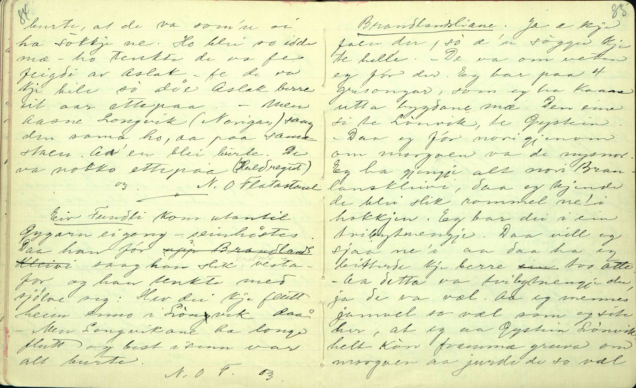 Rikard Berge, TEMU/TGM-A-1003/F/L0001/0025: 001-030 Innholdslister / 21. Biografi, ættesogur, 1902-1903, p. 84-85