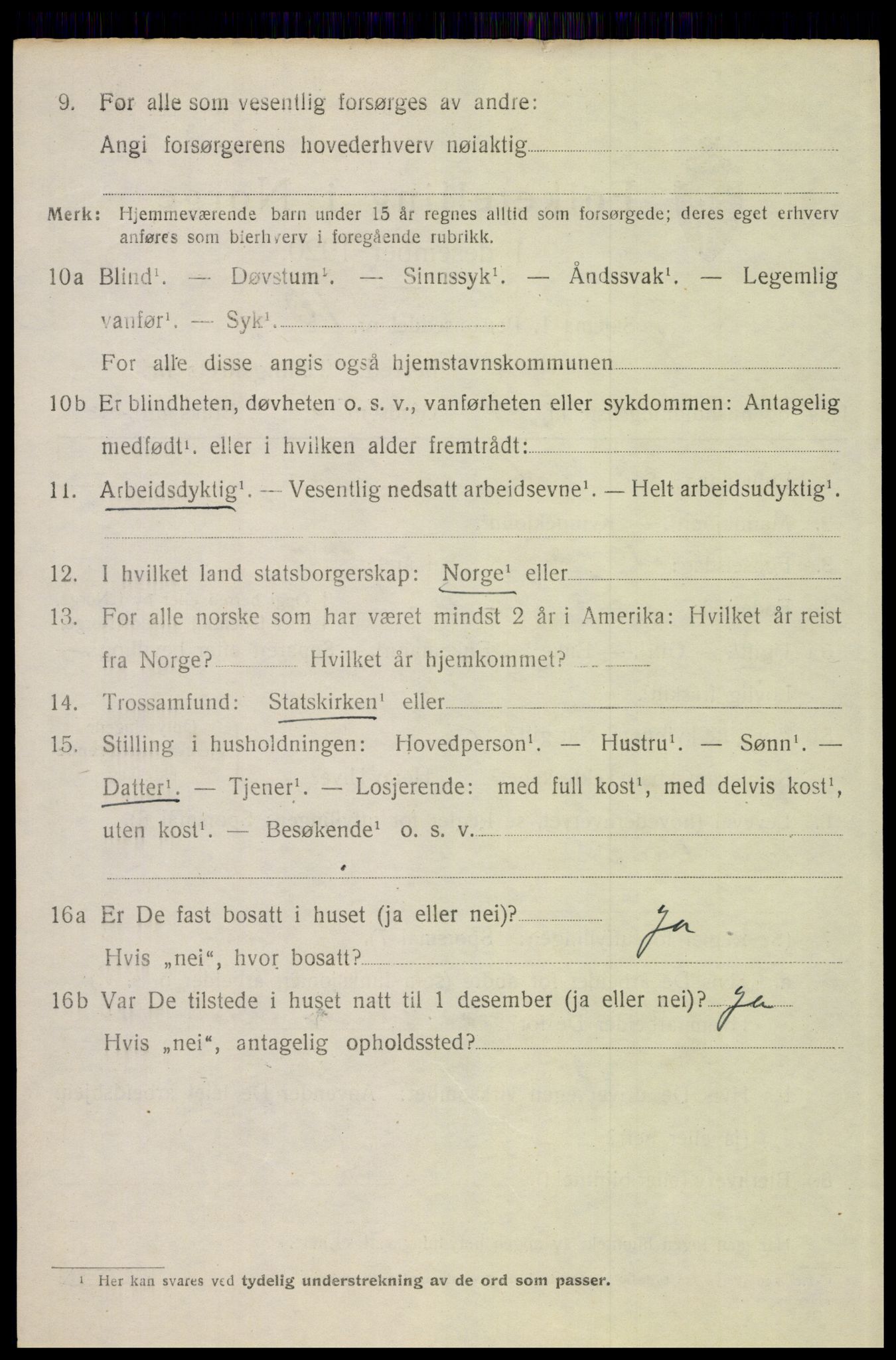 SAH, 1920 census for Elverum, 1920, p. 9509