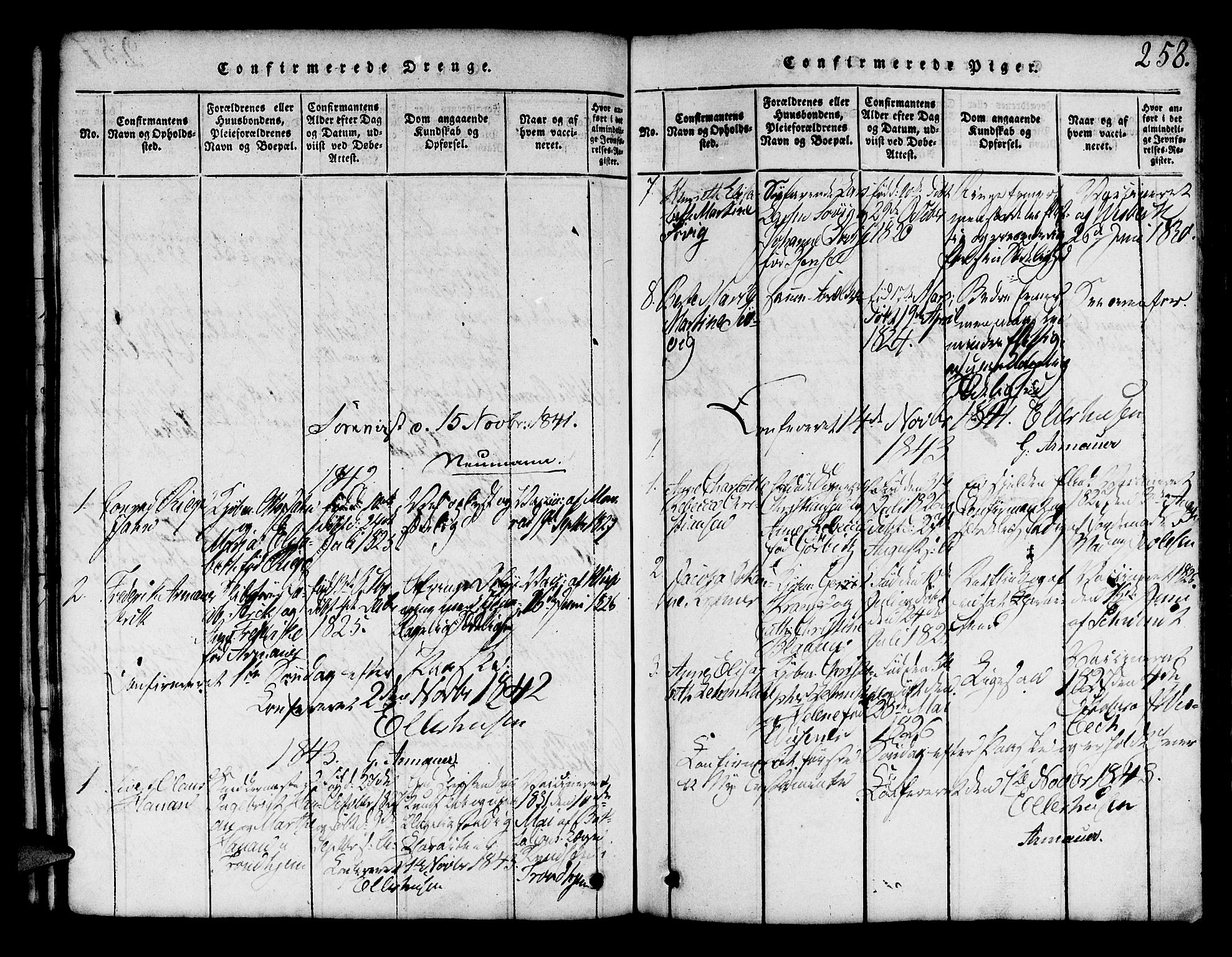 Mariakirken Sokneprestembete, SAB/A-76901/H/Hab/L0001: Parish register (copy) no. A 1, 1815-1846, p. 258