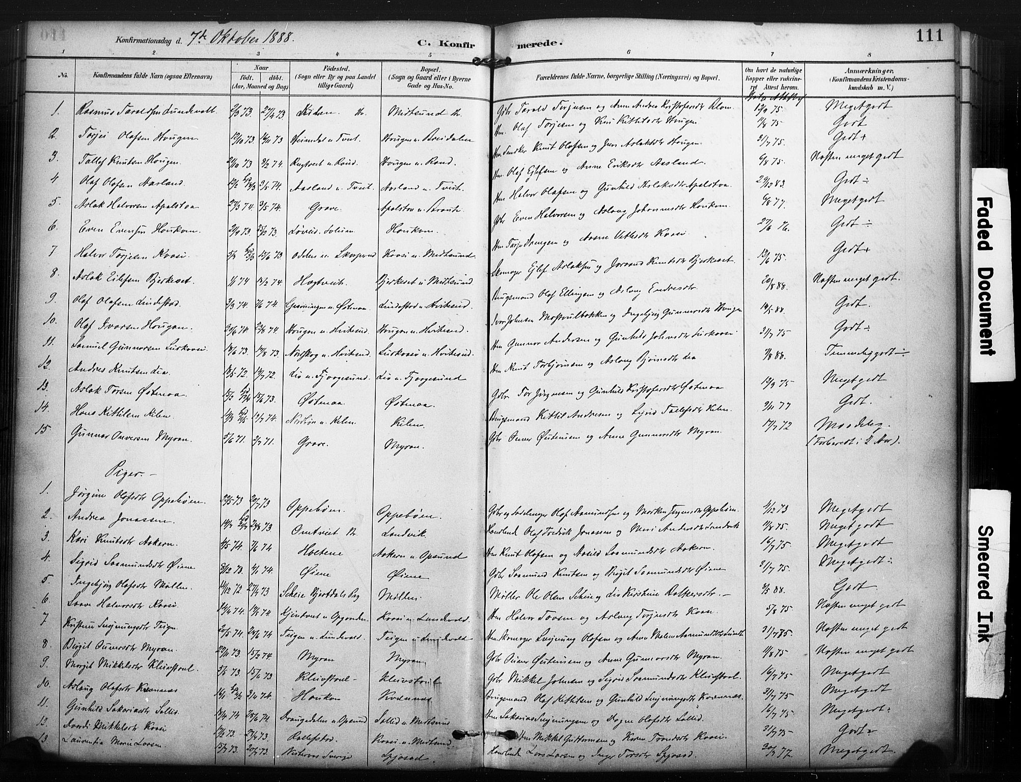Kviteseid kirkebøker, SAKO/A-276/F/Fa/L0008: Parish register (official) no. I 8, 1882-1903, p. 111