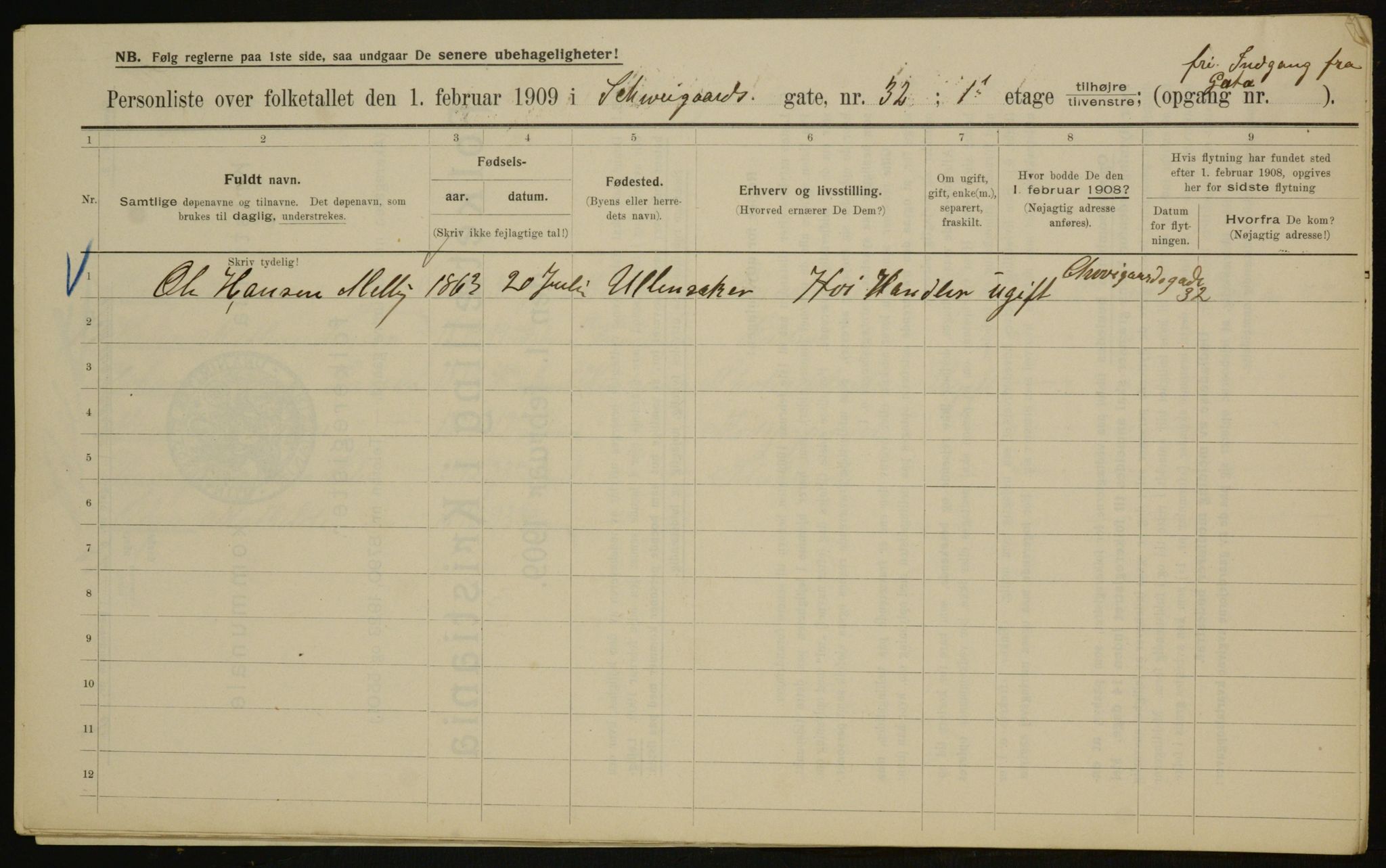 OBA, Municipal Census 1909 for Kristiania, 1909, p. 82529