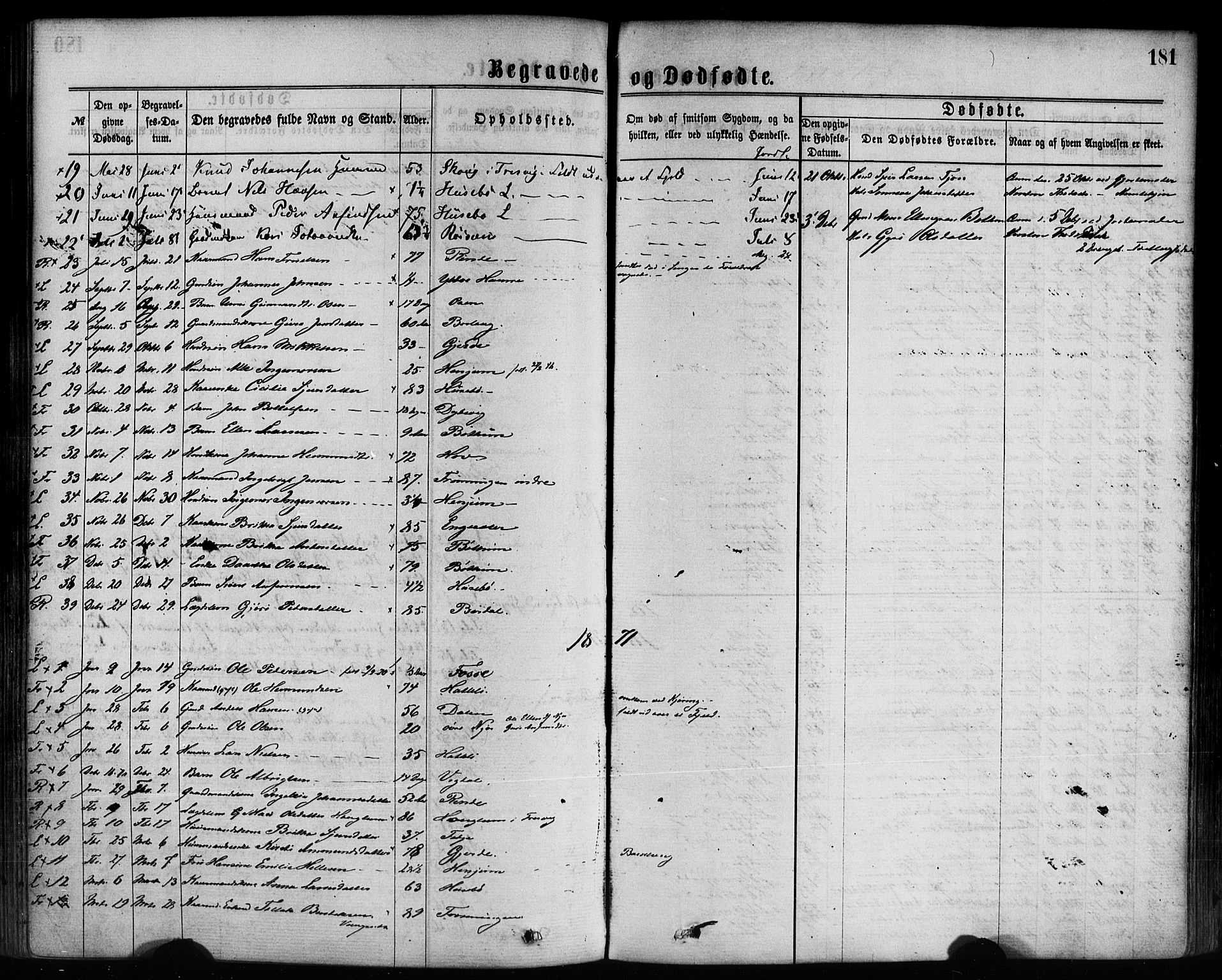 Leikanger sokneprestembete, SAB/A-81001: Parish register (official) no. A 9, 1869-1888, p. 181