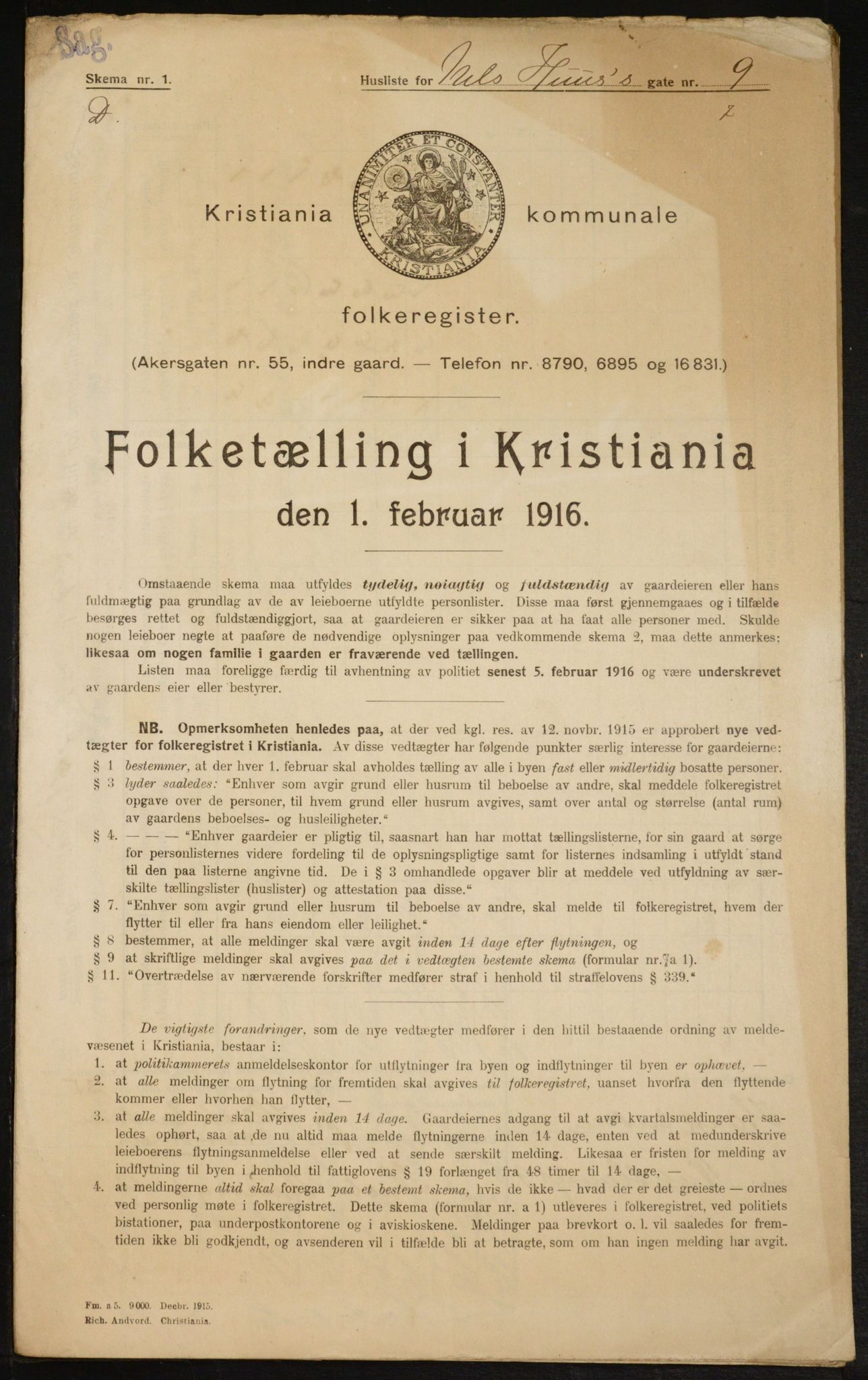 OBA, Municipal Census 1916 for Kristiania, 1916, p. 72720