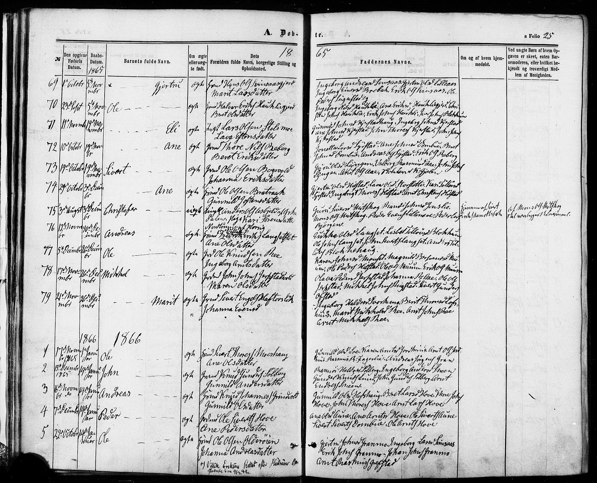 Ministerialprotokoller, klokkerbøker og fødselsregistre - Sør-Trøndelag, SAT/A-1456/672/L0856: Parish register (official) no. 672A08, 1861-1881, p. 25