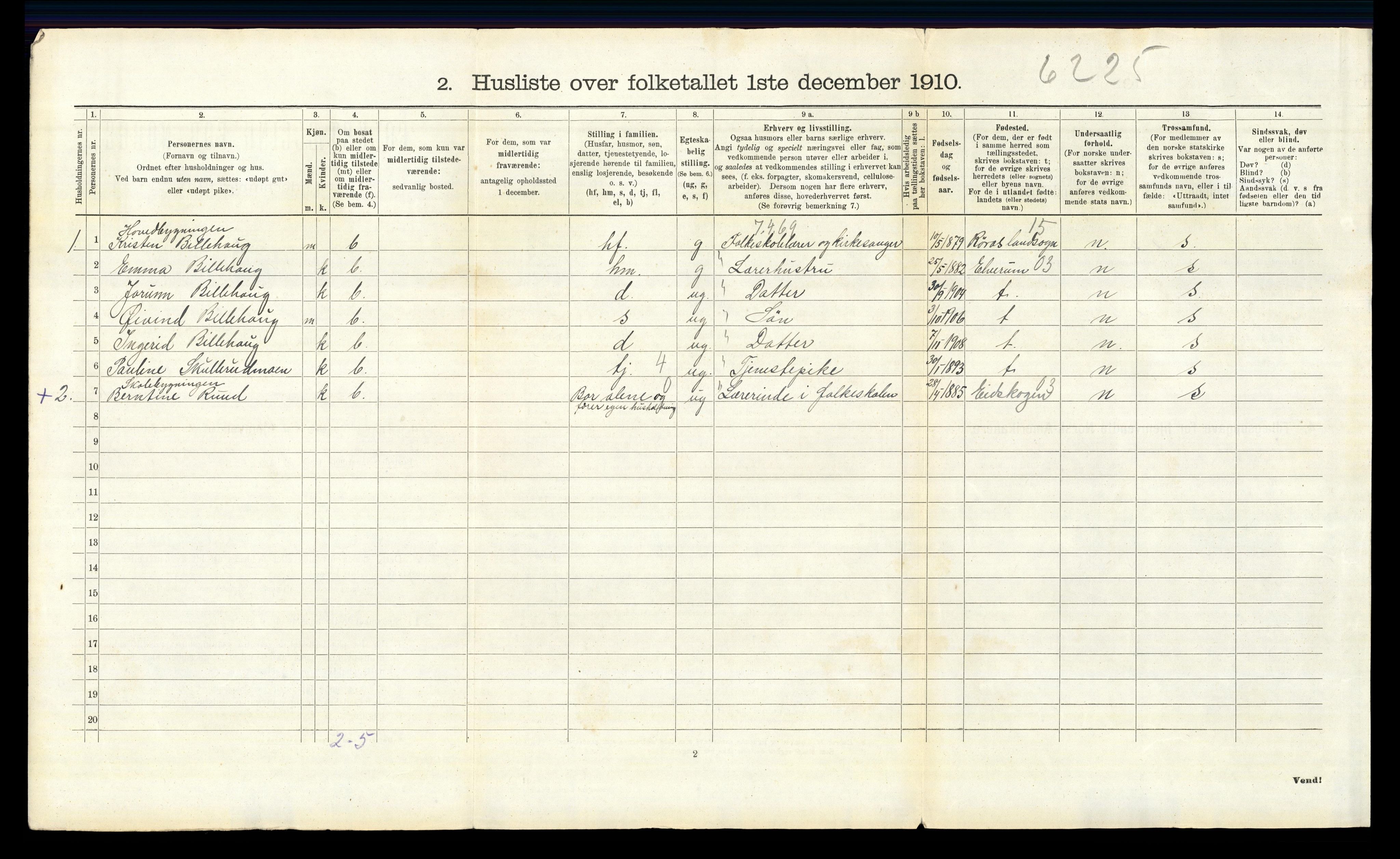 RA, 1910 census for Vinger, 1910, p. 1296