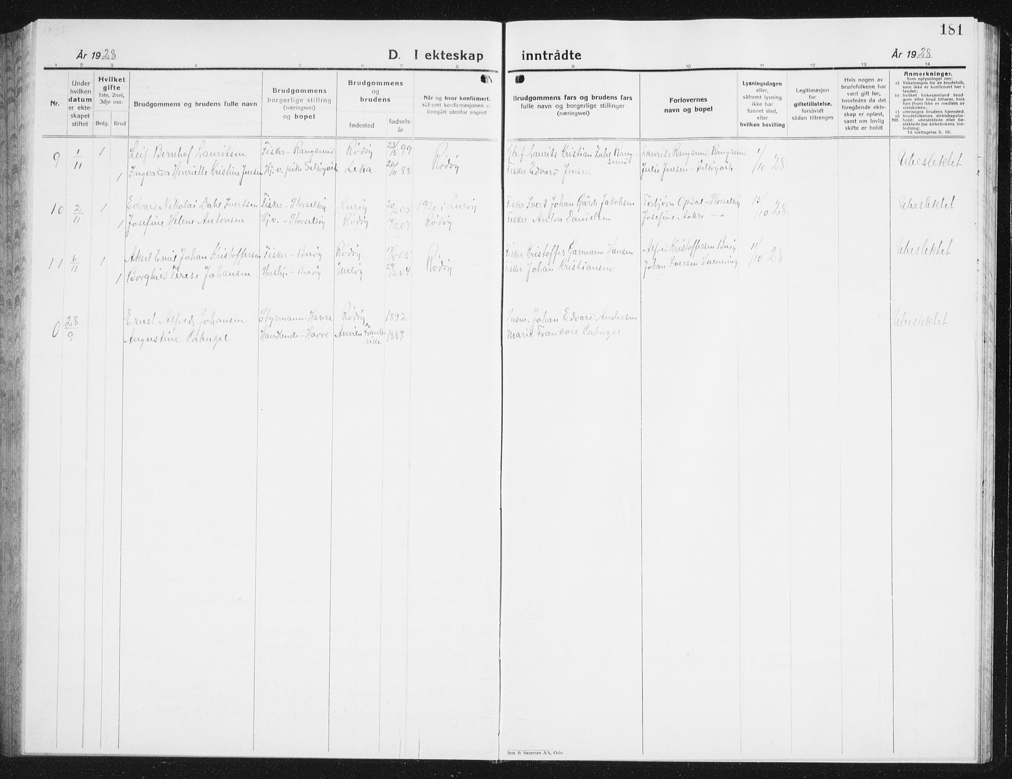 Ministerialprotokoller, klokkerbøker og fødselsregistre - Nordland, SAT/A-1459/841/L0622: Parish register (copy) no. 841C06, 1924-1942, p. 181