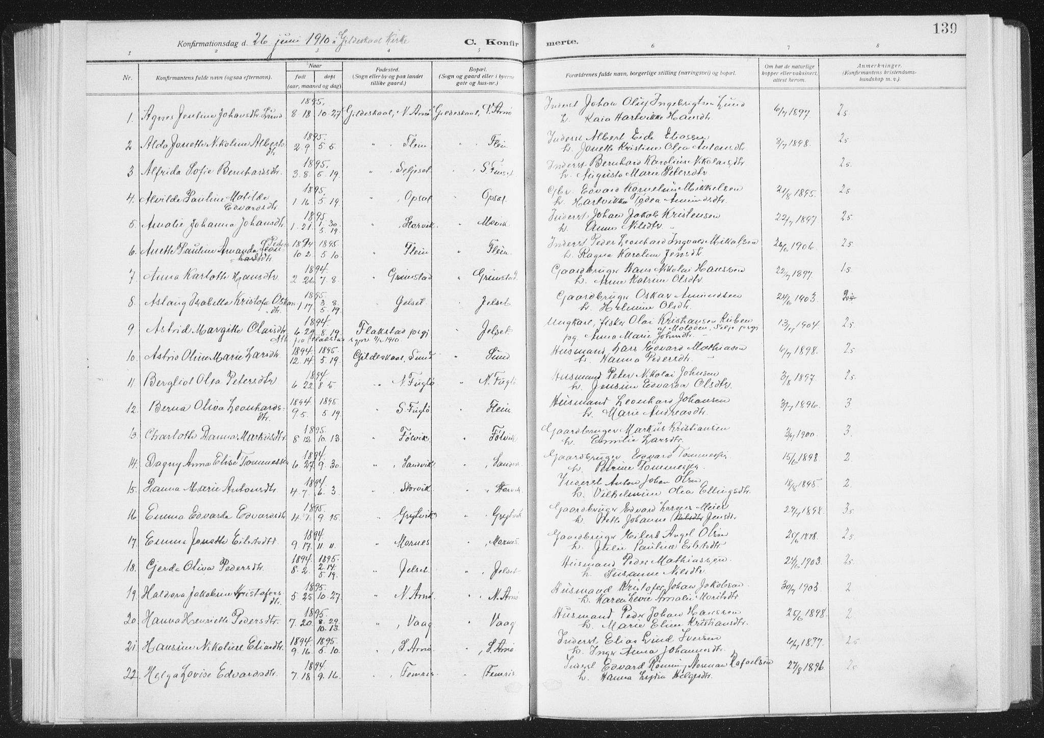 Ministerialprotokoller, klokkerbøker og fødselsregistre - Nordland, AV/SAT-A-1459/805/L0104: Parish register (official) no. 805A09, 1909-1926, p. 139