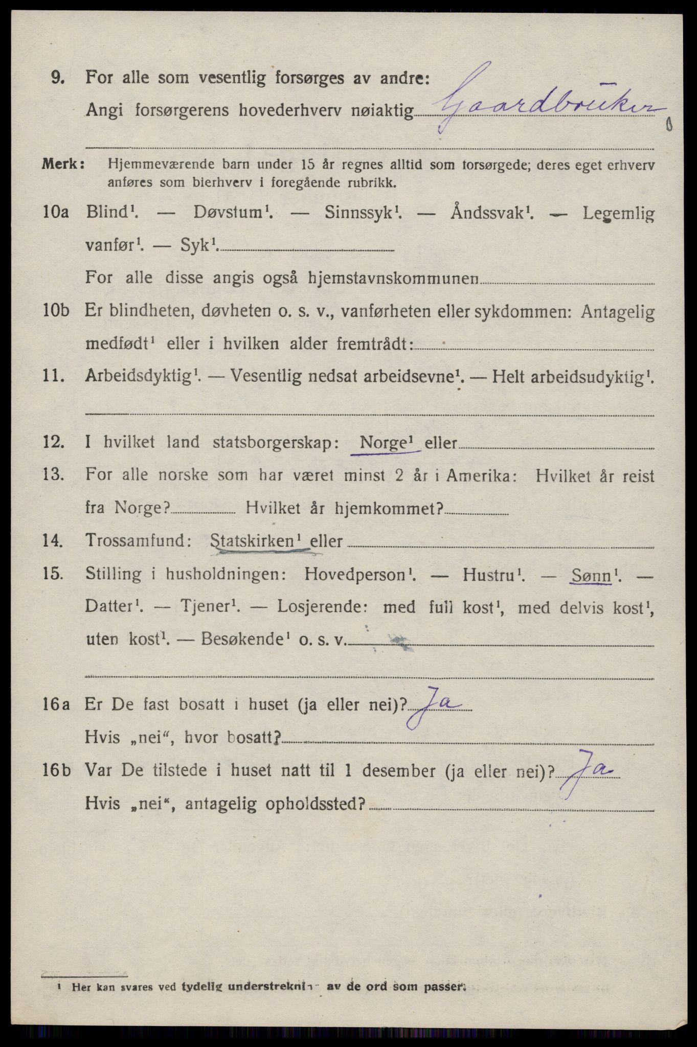 SAST, 1920 census for Jelsa, 1920, p. 2609