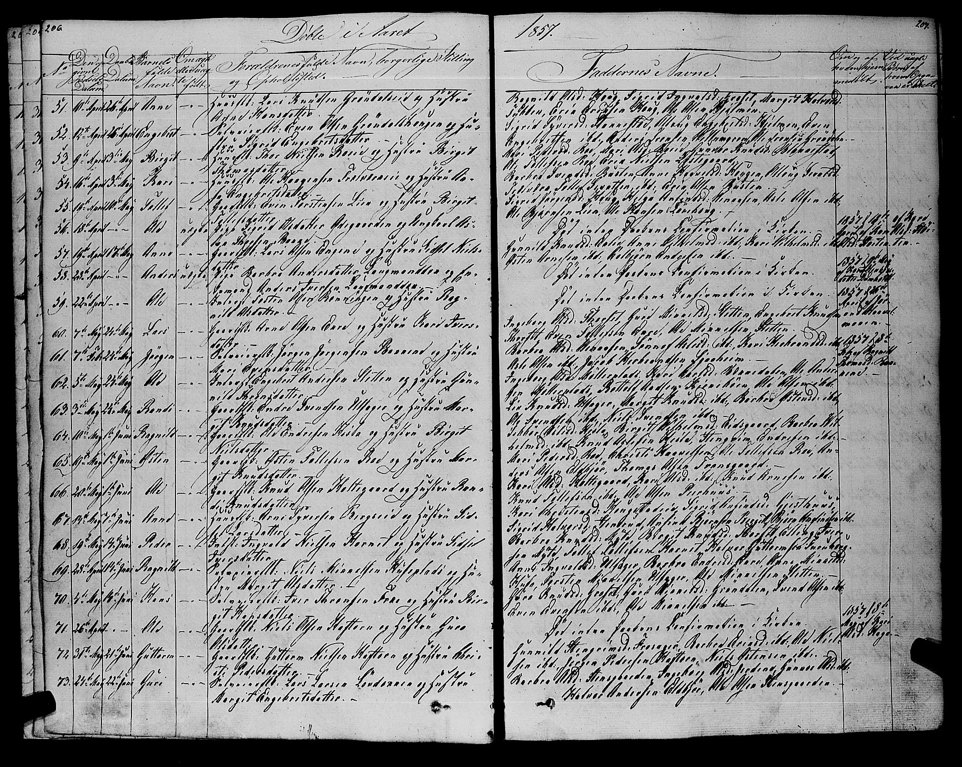 Gol kirkebøker, SAKO/A-226/F/Fa/L0002: Parish register (official) no. I 2, 1837-1863, p. 206-207