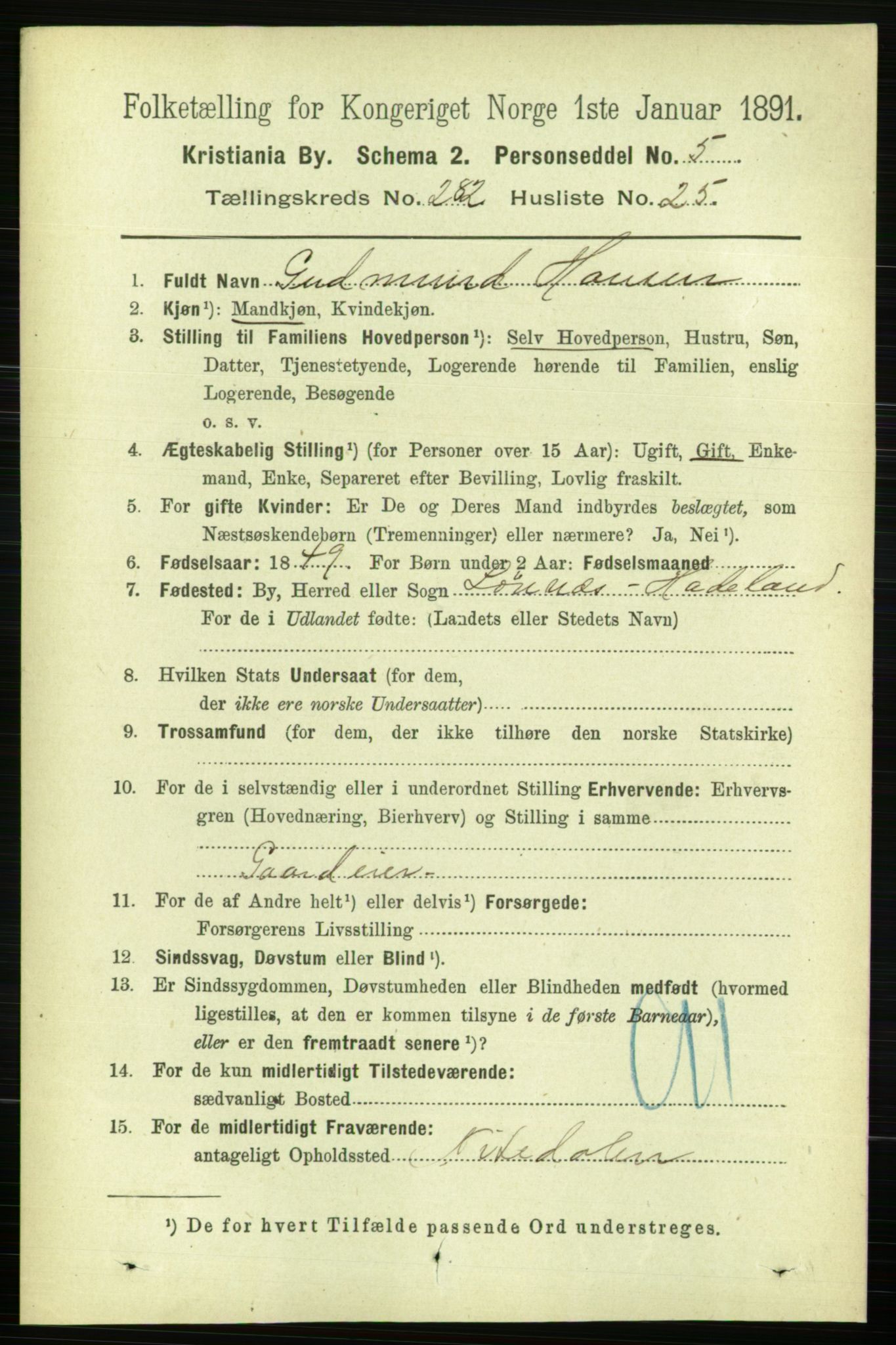 RA, 1891 census for 0301 Kristiania, 1891, p. 172524