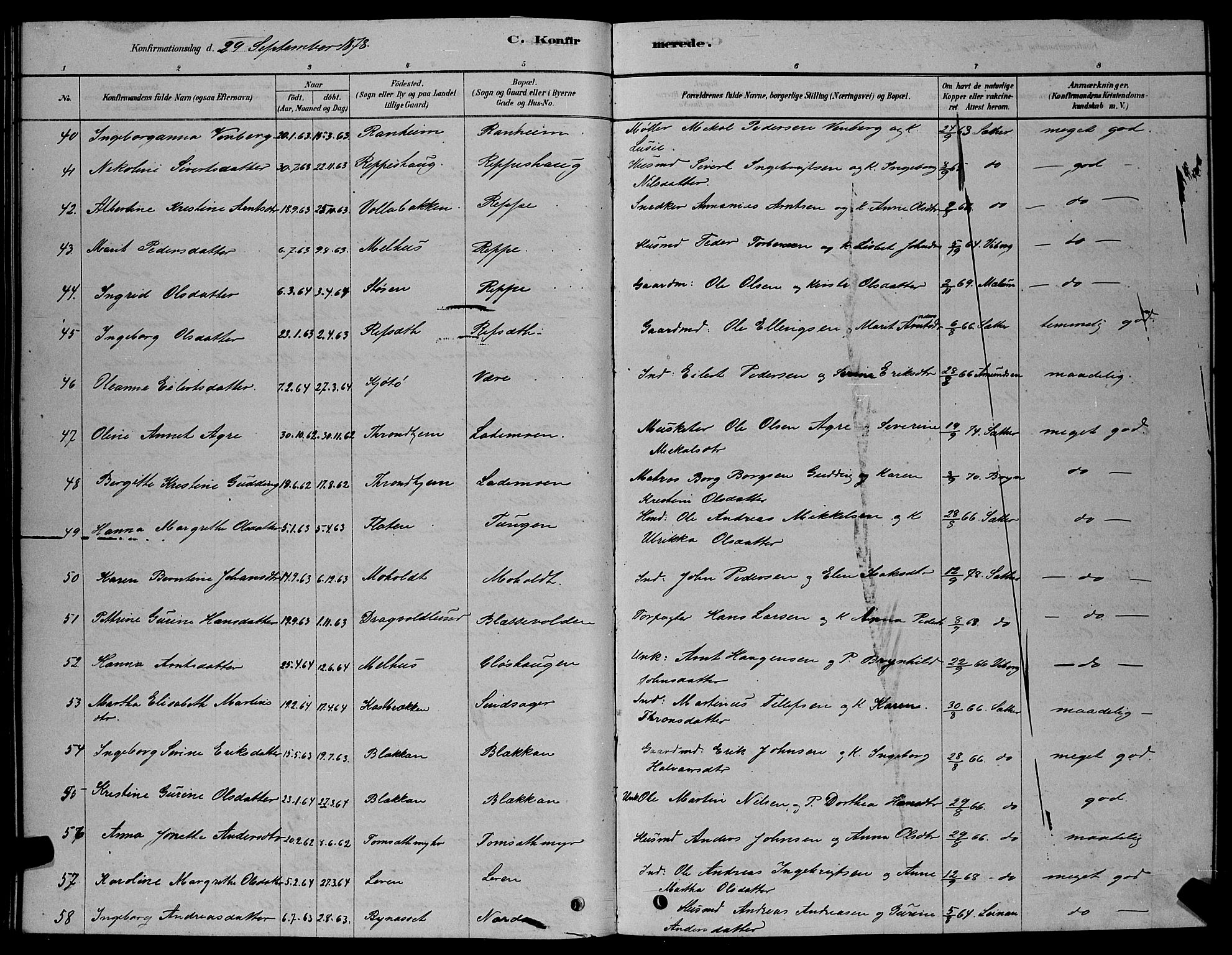 Ministerialprotokoller, klokkerbøker og fødselsregistre - Sør-Trøndelag, AV/SAT-A-1456/606/L0312: Parish register (copy) no. 606C08, 1878-1894