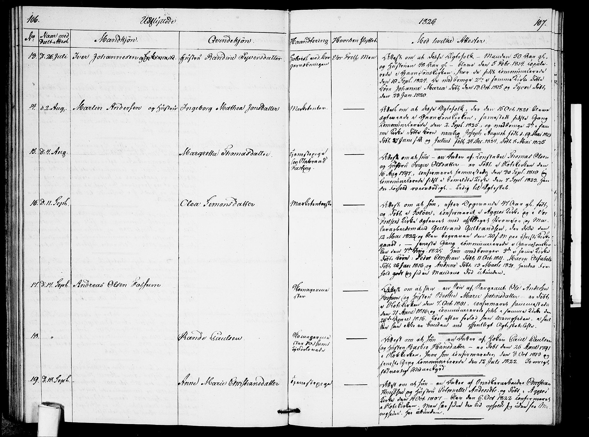 Garnisonsmenigheten Kirkebøker, AV/SAO-A-10846/F/Fa/L0005: Parish register (official) no. 5, 1824-1830, p. 106-107