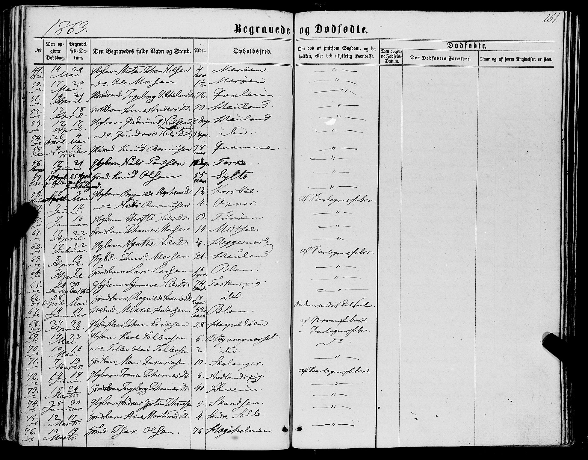 Manger sokneprestembete, SAB/A-76801/H/Haa: Parish register (official) no. A 7, 1860-1870, p. 261