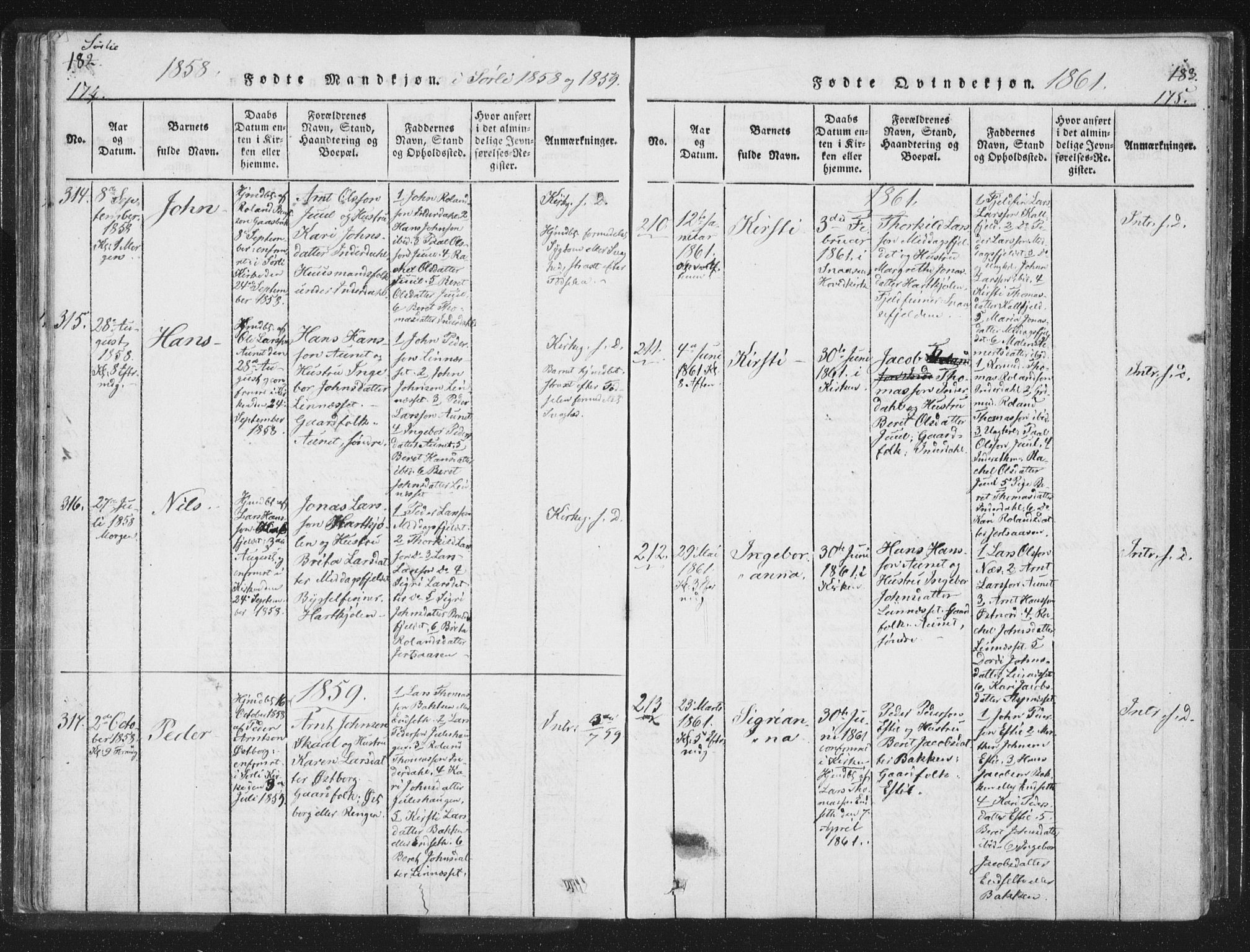 Ministerialprotokoller, klokkerbøker og fødselsregistre - Nord-Trøndelag, SAT/A-1458/755/L0491: Parish register (official) no. 755A01 /2, 1817-1864, p. 174-175