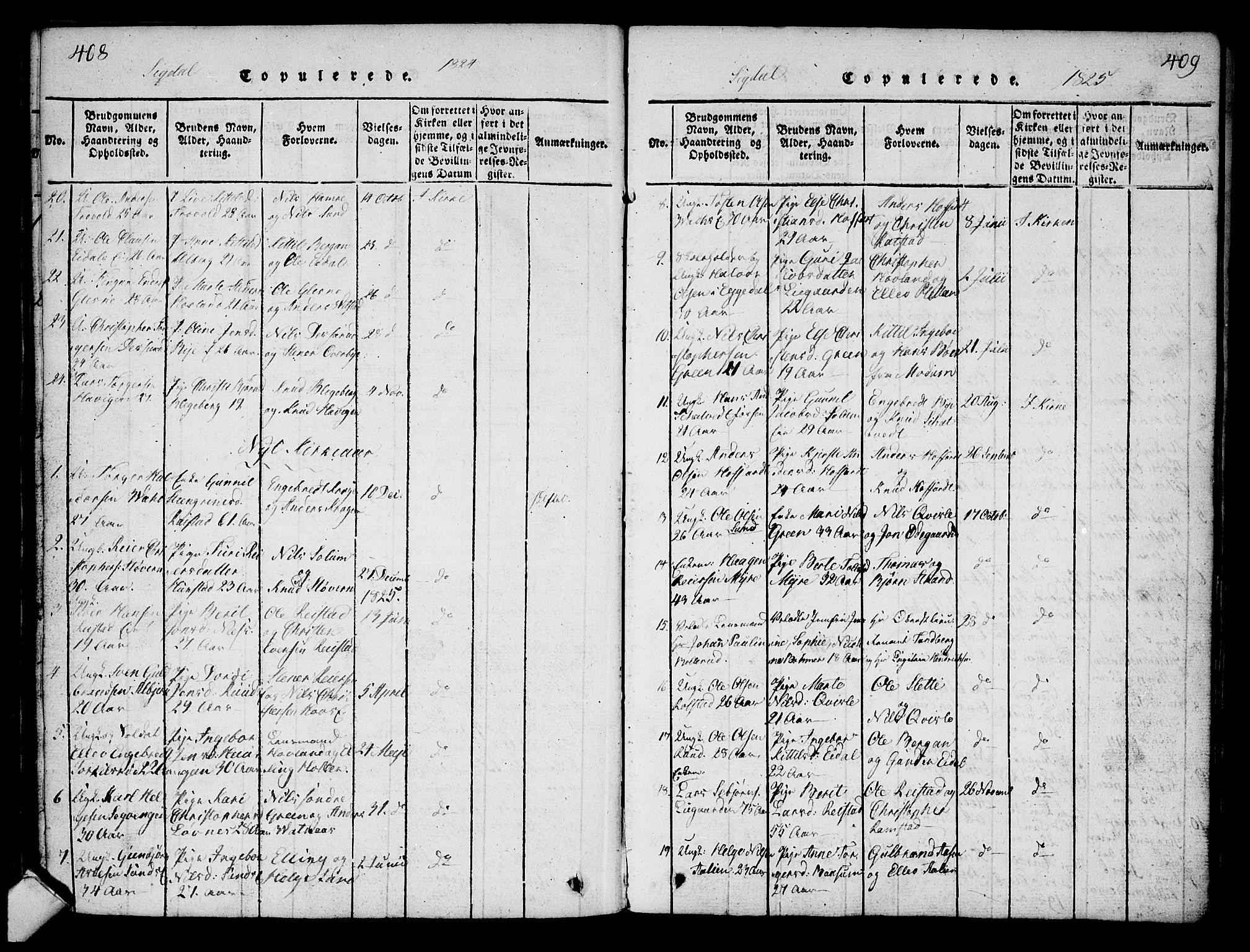 Sigdal kirkebøker, AV/SAKO-A-245/G/Ga/L0001: Parish register (copy) no. I 1 /1, 1816-1835, p. 408-409