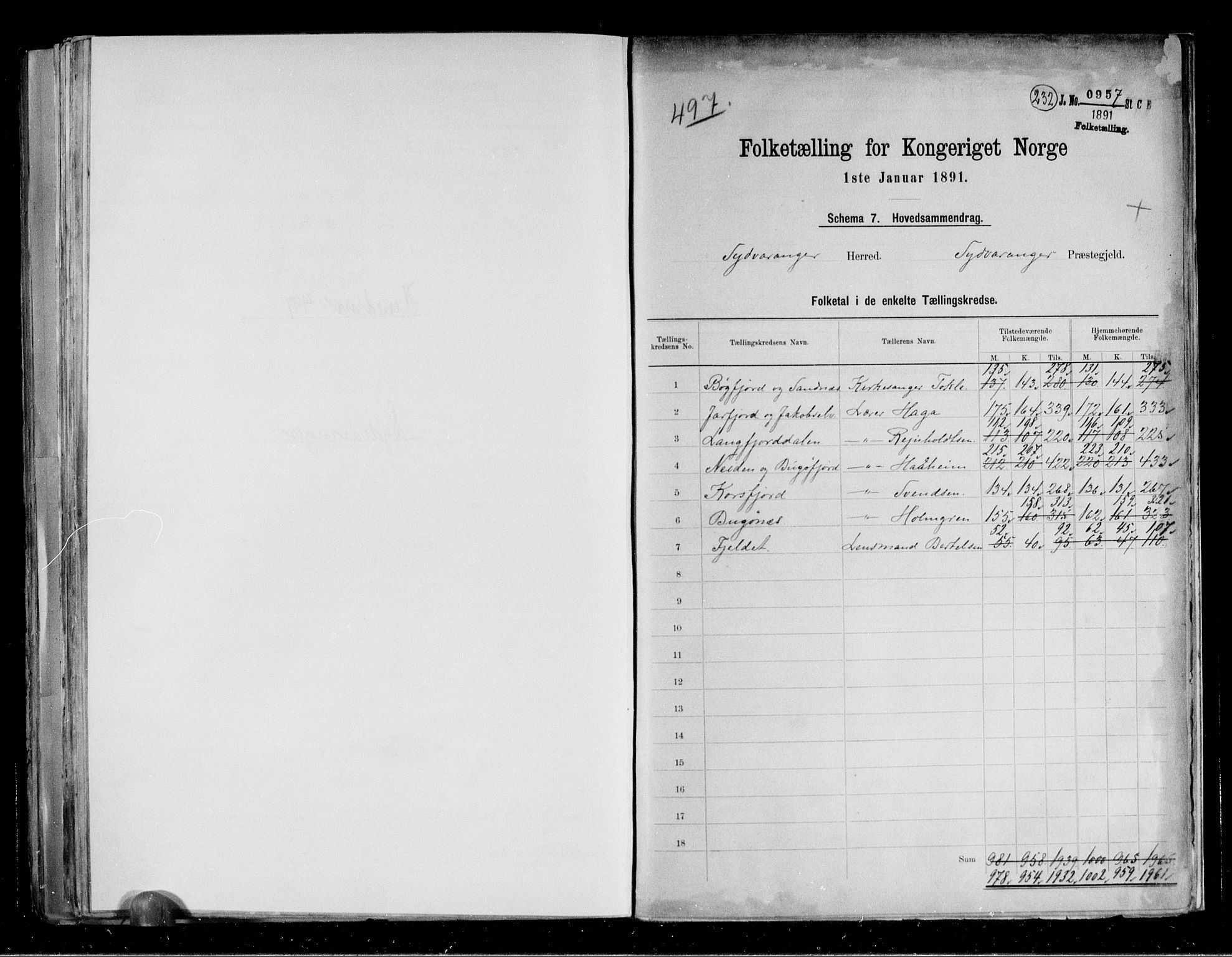 RA, 1891 census for 2030 Sør-Varanger, 1891, p. 2