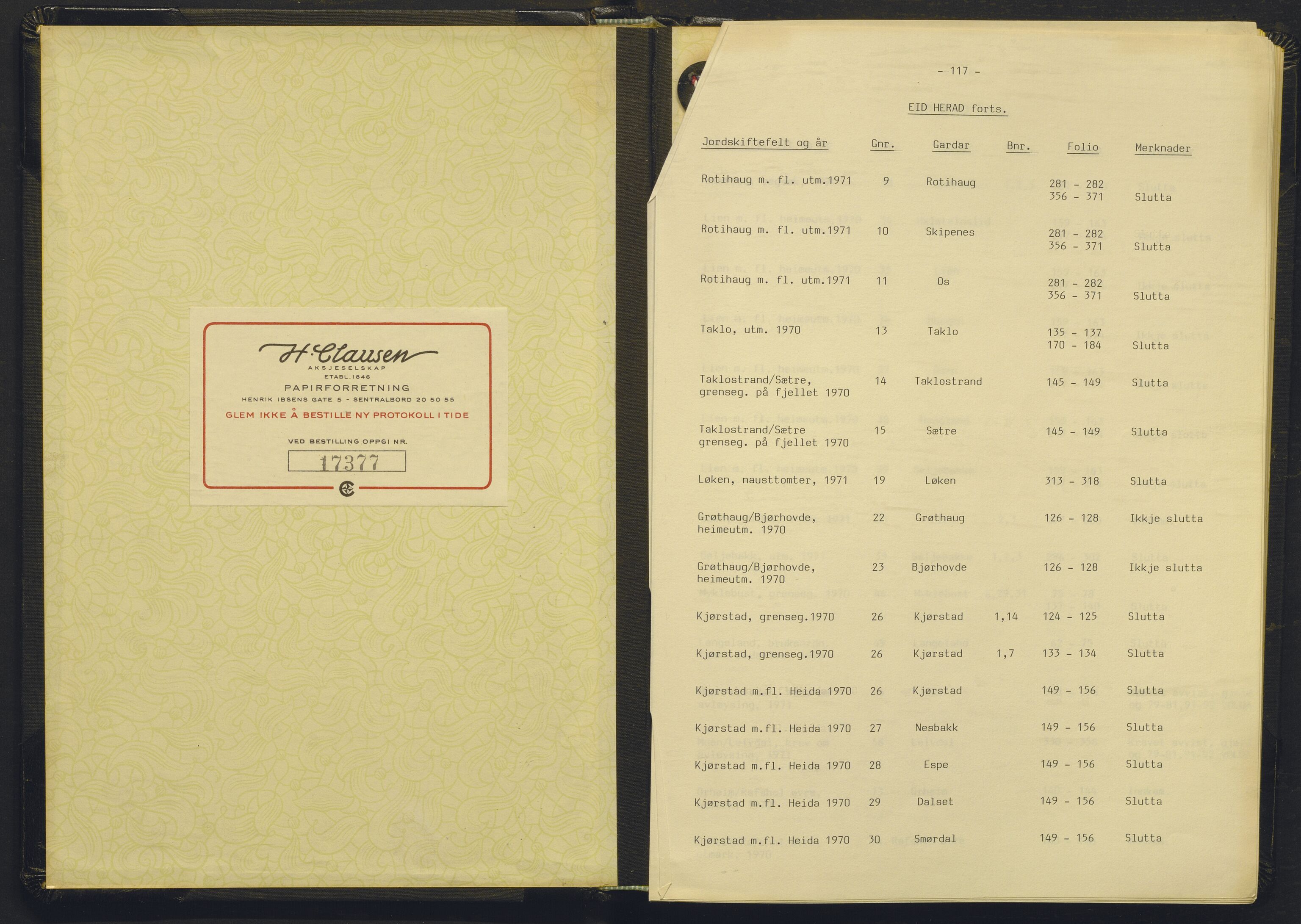 Sogn og Fjordane jordskiftedøme - II Ytre Nord- og Sunnfjord jordskiftedistrikt, AV/SAB-A-6101/A/Aa/L0021b: Forhandlingsprotokoll, 1969-1971