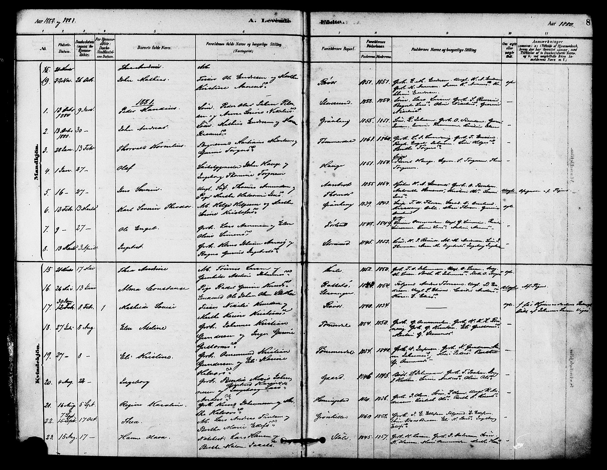 Haugesund sokneprestkontor, AV/SAST-A -101863/H/Ha/Haa/L0002: Parish register (official) no. A 2, 1878-1886, p. 8