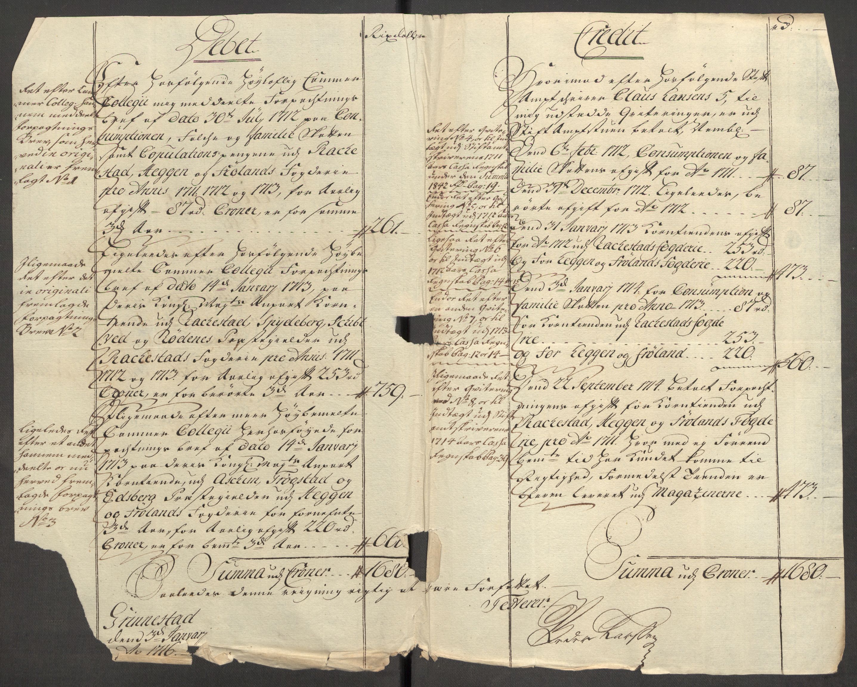 Rentekammeret inntil 1814, Reviderte regnskaper, Fogderegnskap, AV/RA-EA-4092/R07/L0307: Fogderegnskap Rakkestad, Heggen og Frøland, 1713, p. 260