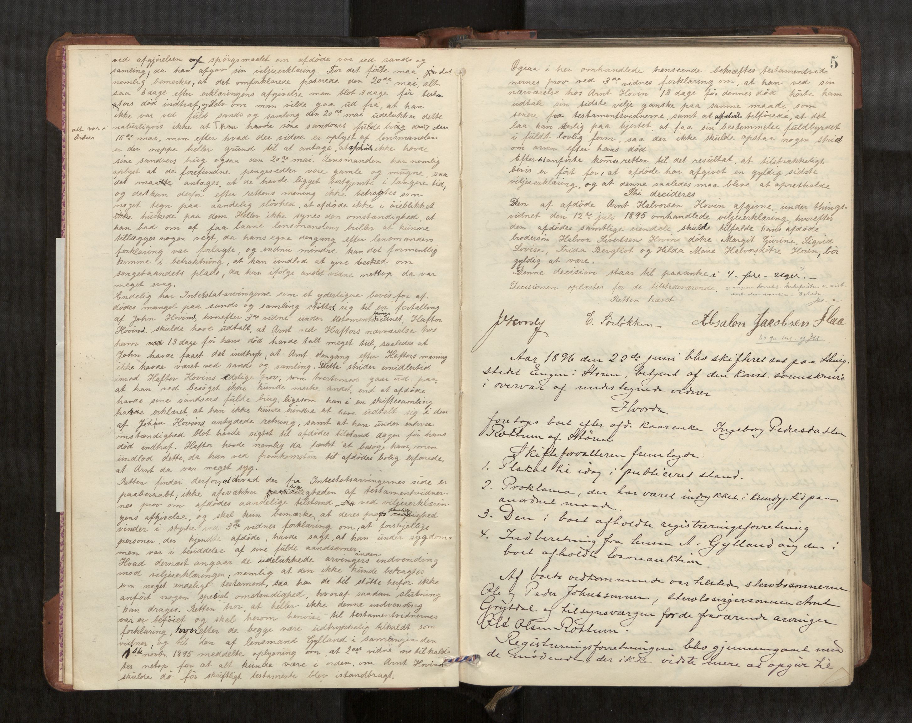 Gauldal sorenskriveri, AV/SAT-A-0014/1/3/3B/L0004: Skiftebehandlingsprotokoll, 1896-1905, p. 5