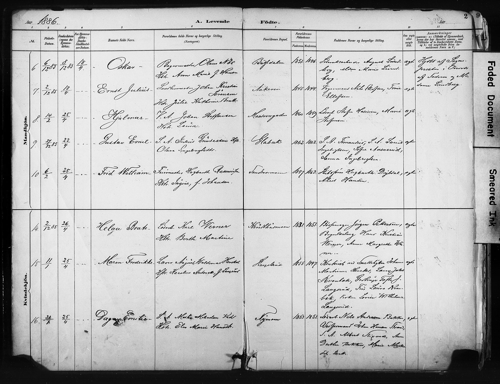 Kongsberg kirkebøker, AV/SAKO-A-22/F/Fb/L0002: Parish register (official) no. II 2, 1886-1896, p. 2