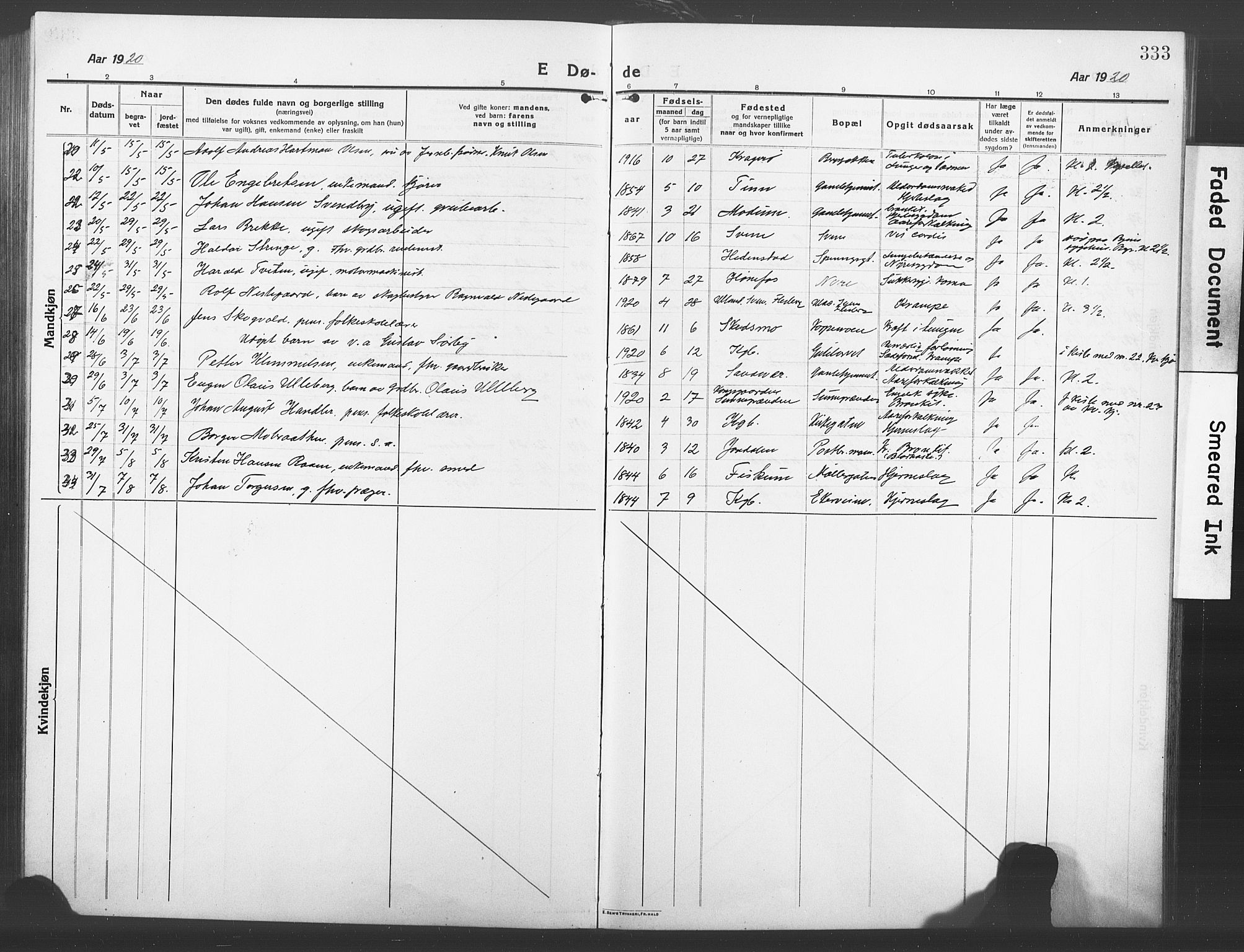 Kongsberg kirkebøker, AV/SAKO-A-22/G/Ga/L0008: Parish register (copy) no. 8, 1915-1932, p. 333