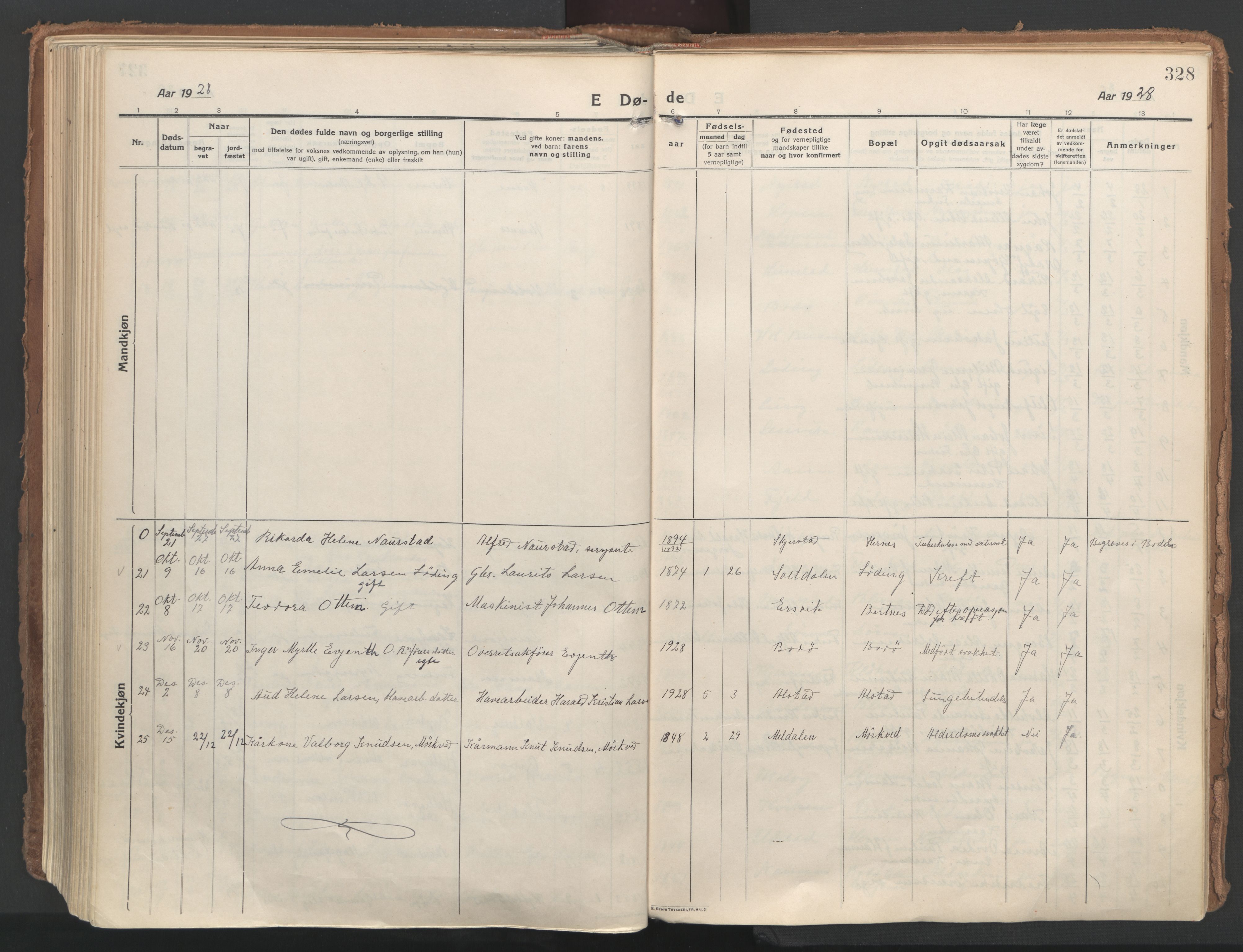 Ministerialprotokoller, klokkerbøker og fødselsregistre - Nordland, AV/SAT-A-1459/802/L0060: Parish register (official) no. 802A07, 1916-1933, p. 328