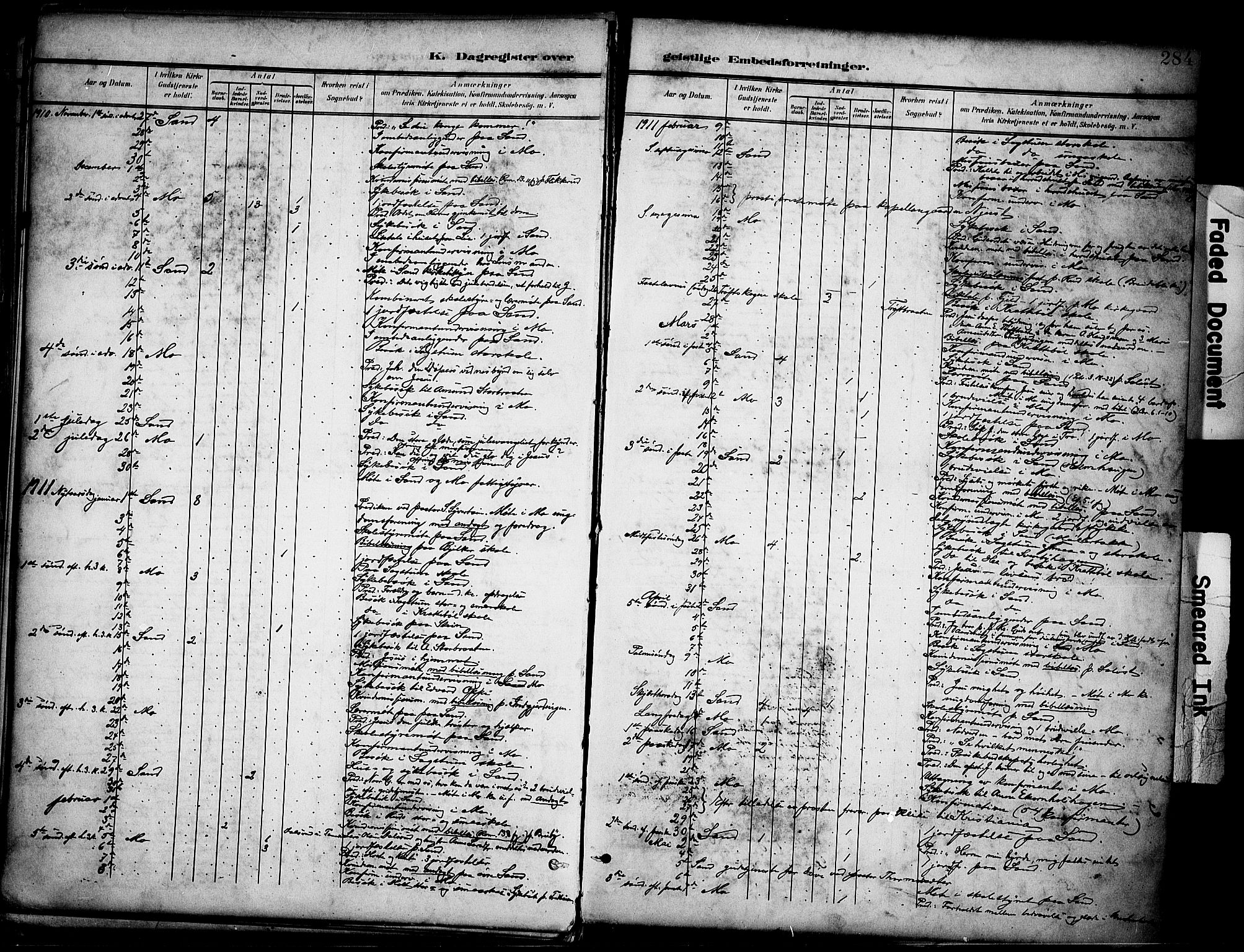 Nord-Odal prestekontor, SAH/PREST-032/H/Ha/Haa/L0007: Parish register (official) no. 7, 1902-1926, p. 284