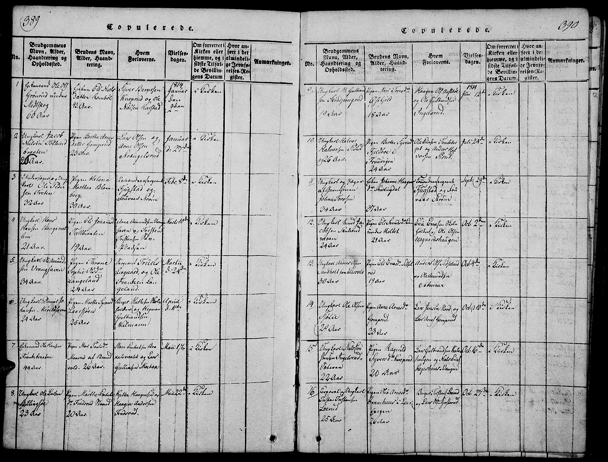 Vinger prestekontor, AV/SAH-PREST-024/H/Ha/Hab/L0001: Parish register (copy) no. 1, 1814-1825, p. 389-390