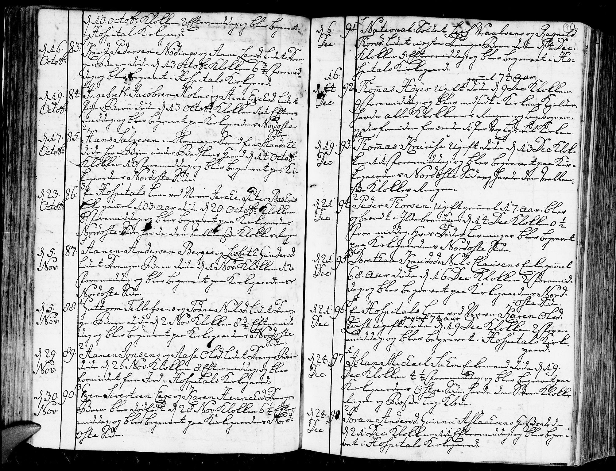 Kristiansand domprosti, AV/SAK-1112-0006/F/Fa/L0004: Parish register (official) no. A 4, 1762-1794, p. 91