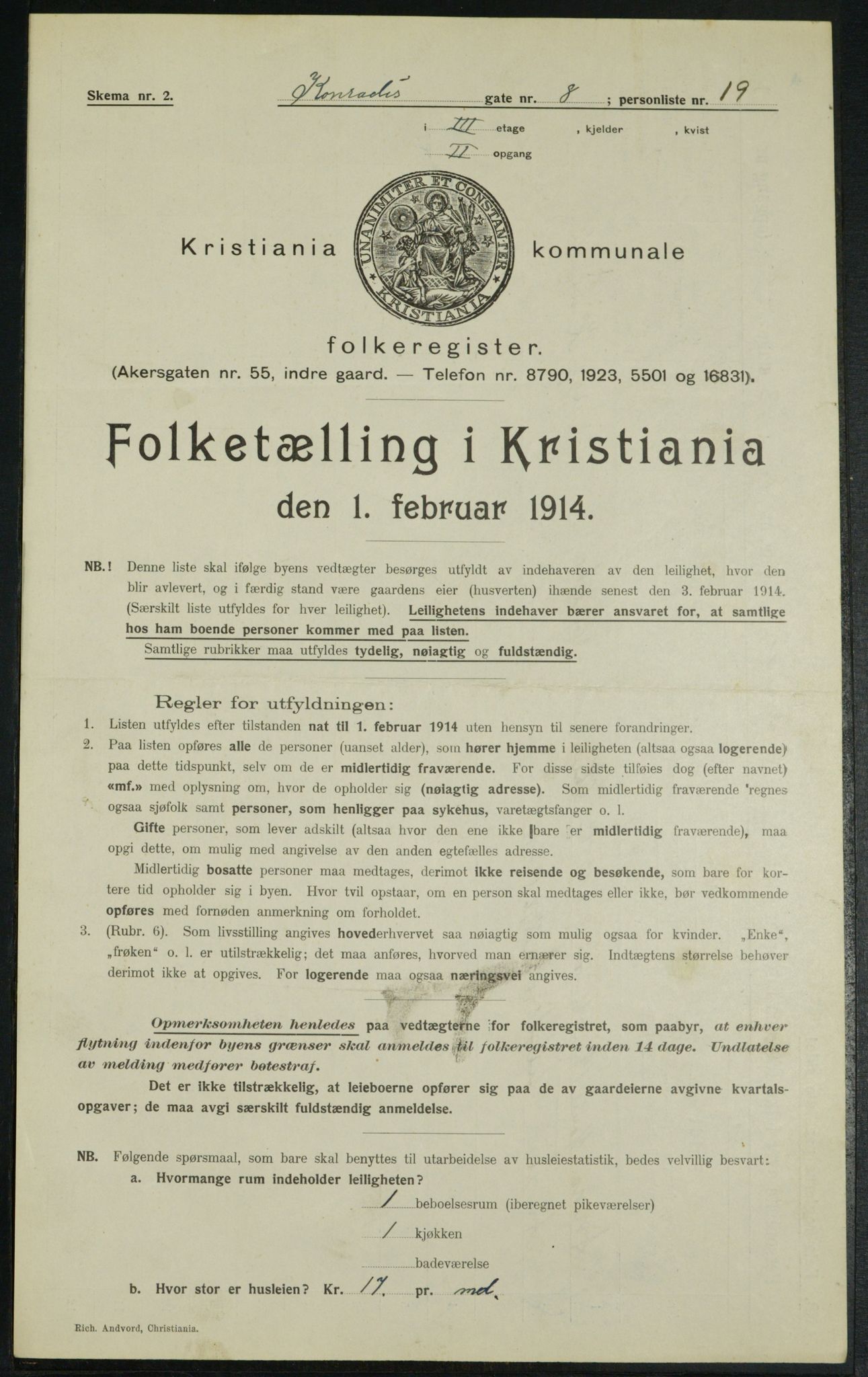 OBA, Municipal Census 1914 for Kristiania, 1914, p. 13753