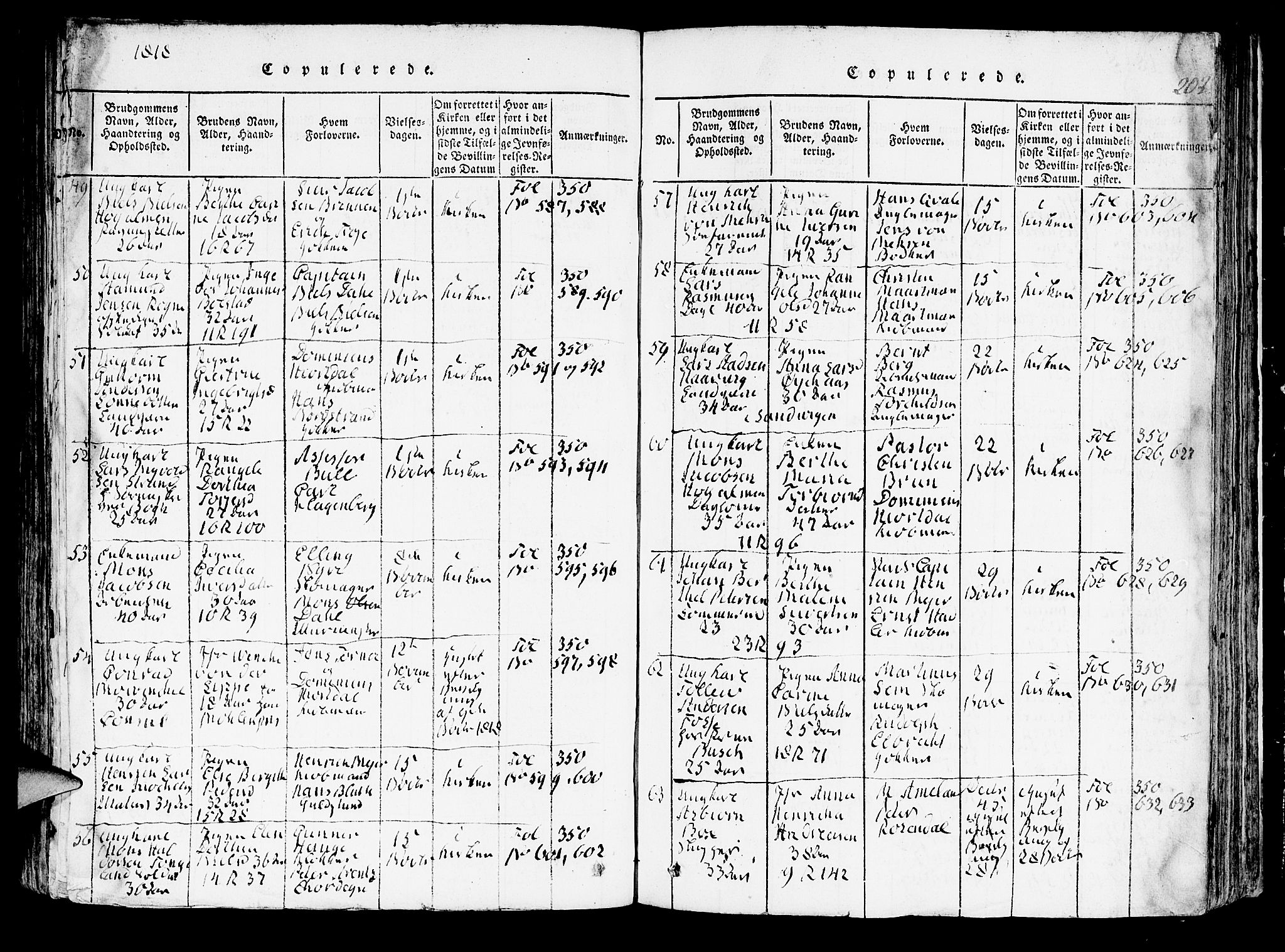 Domkirken sokneprestembete, AV/SAB-A-74801/H/Hab/L0001: Parish register (copy) no. A 1, 1816-1821, p. 202