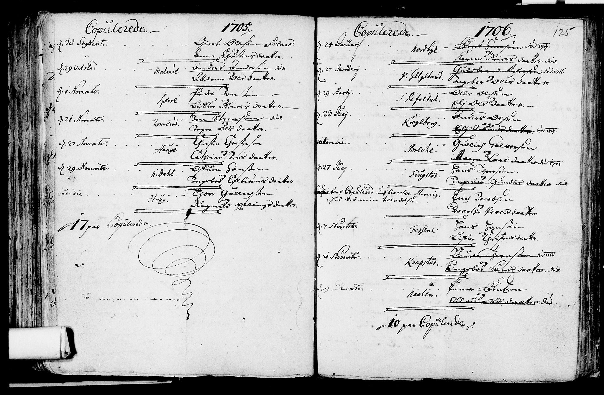 Våle kirkebøker, SAKO/A-334/F/Fa/L0002: Parish register (official) no. I 2, 1705-1732, p. 125