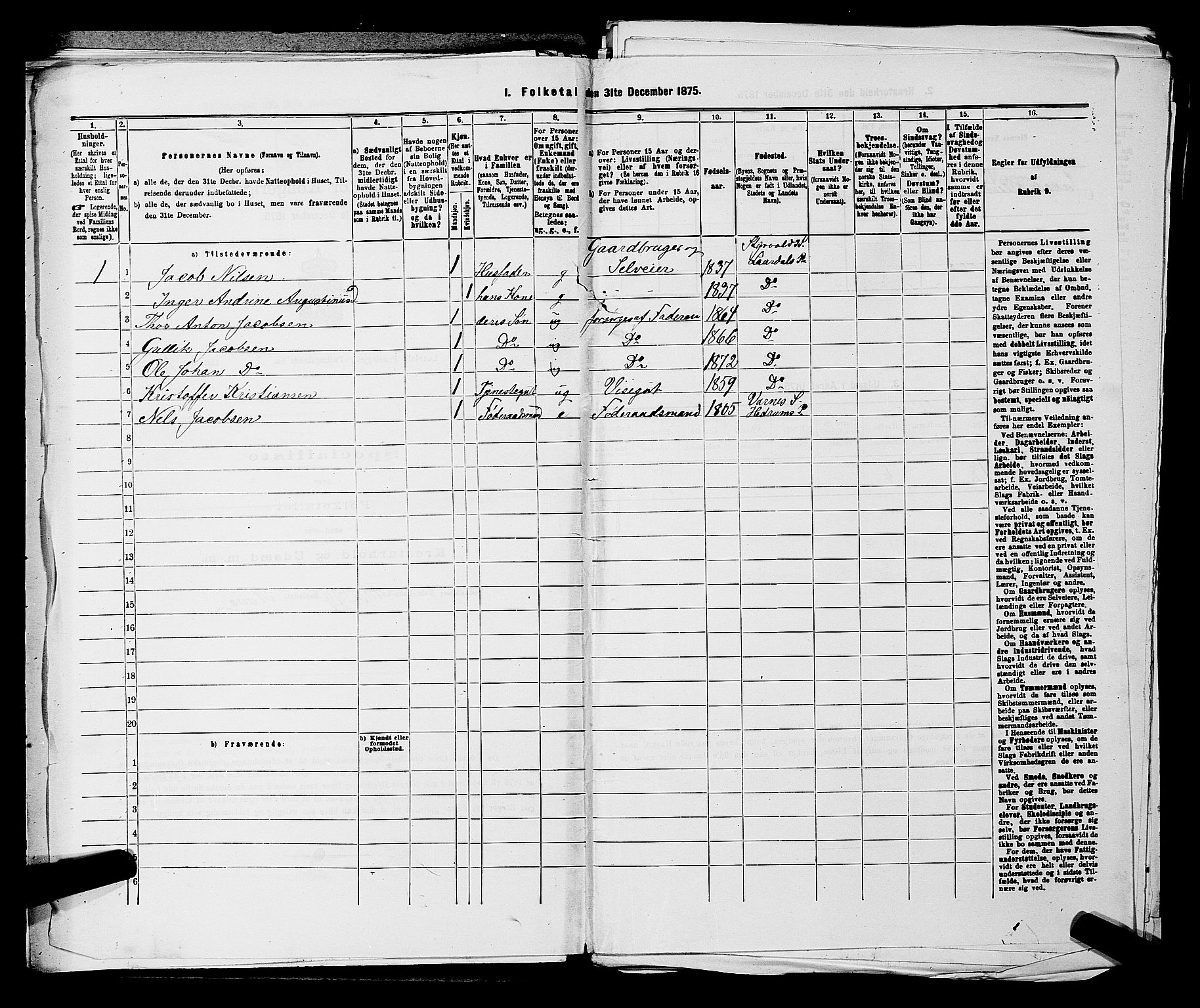 SAKO, 1875 census for 0728P Lardal, 1875, p. 808