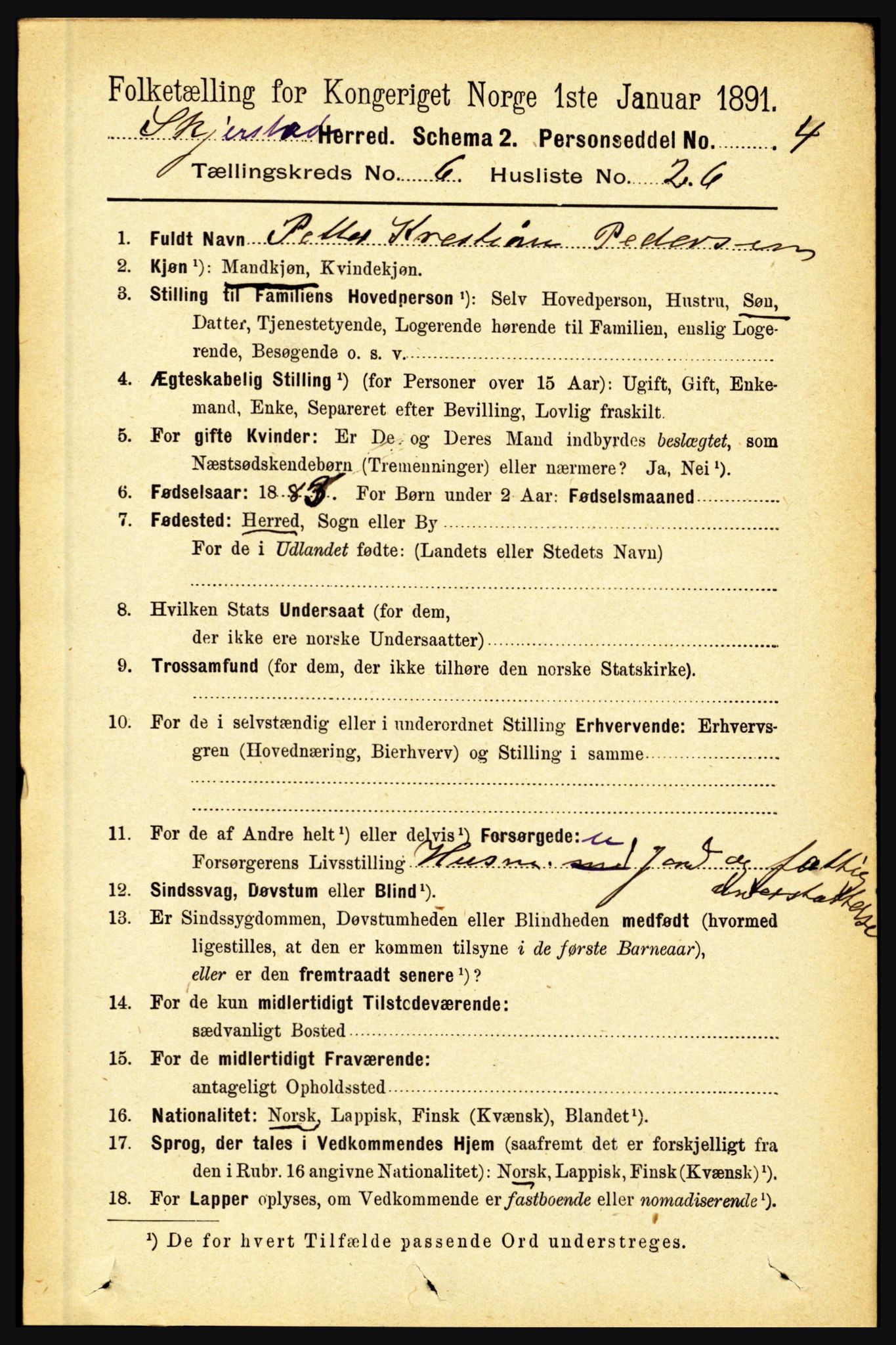 RA, 1891 census for 1842 Skjerstad, 1891, p. 2200