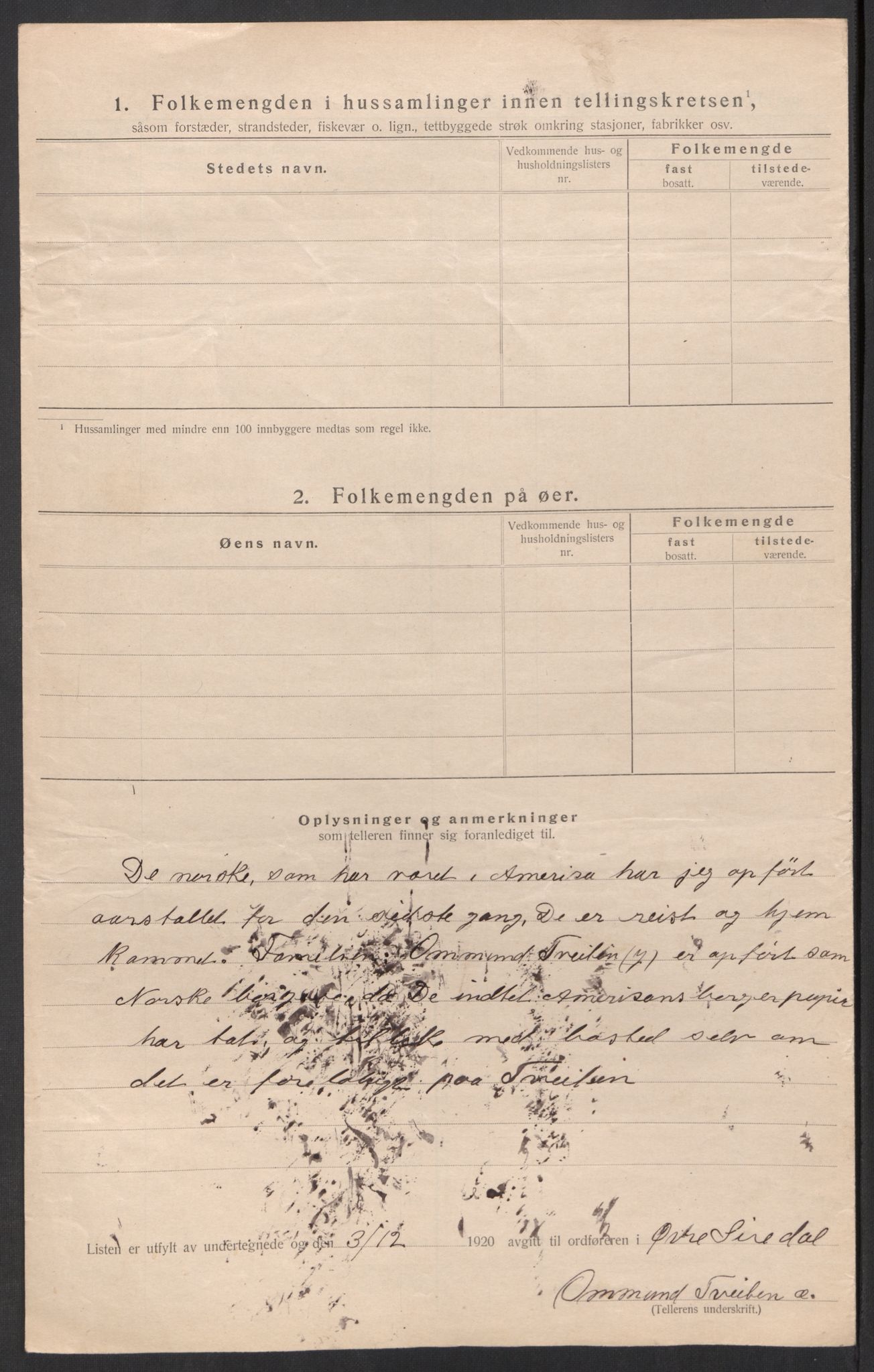 SAK, 1920 census for Øvre Sirdal, 1920, p. 29