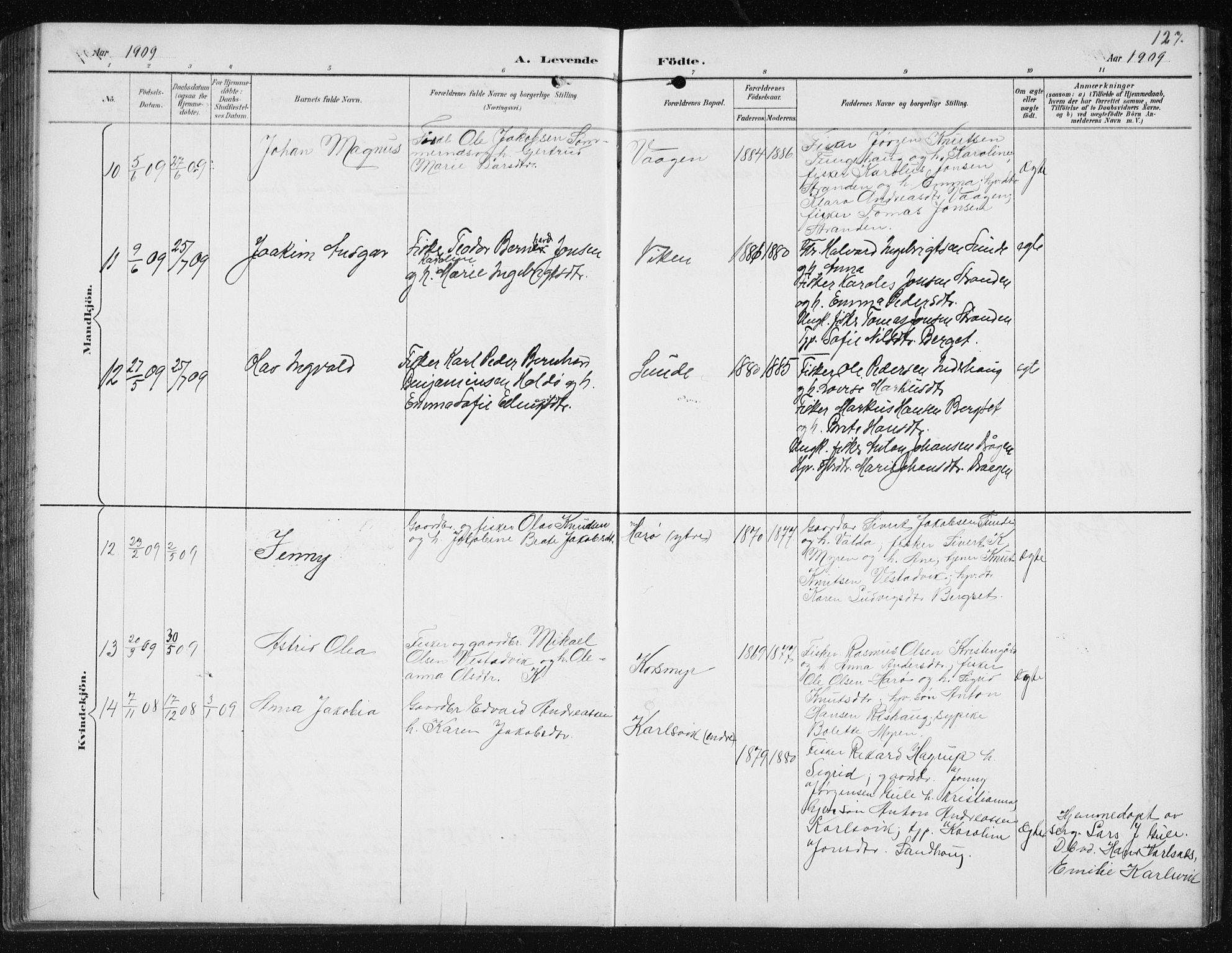 Ministerialprotokoller, klokkerbøker og fødselsregistre - Møre og Romsdal, AV/SAT-A-1454/566/L0773: Parish register (copy) no. 566C02, 1892-1909, p. 127