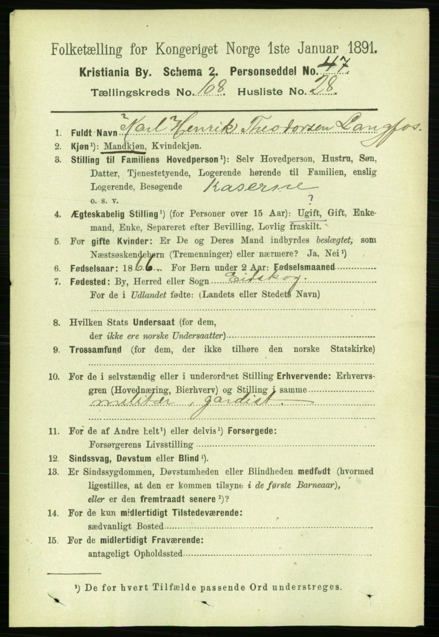 RA, 1891 census for 0301 Kristiania, 1891, p. 56198