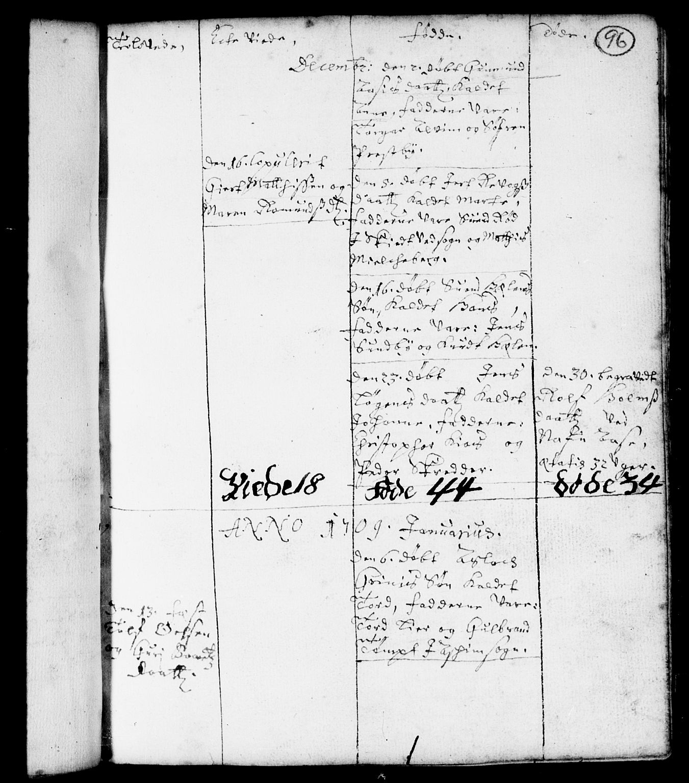 Spydeberg prestekontor Kirkebøker, AV/SAO-A-10924/F/Fa/L0001: Parish register (official) no. I 1, 1696-1738, p. 96