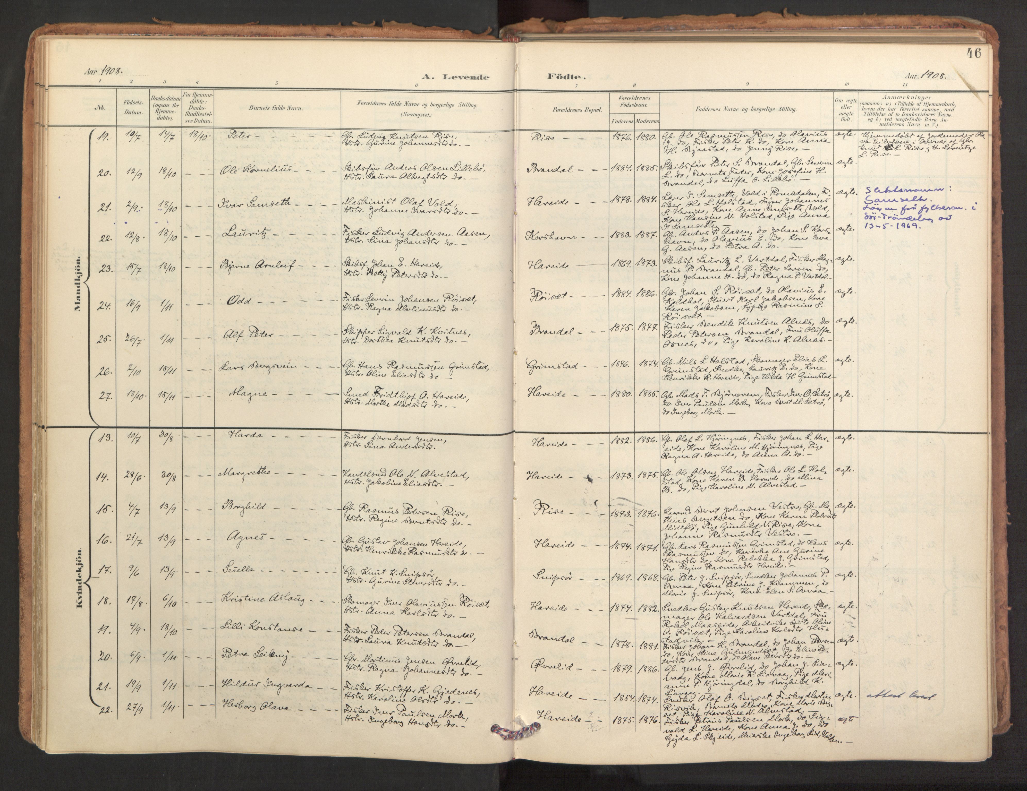 Ministerialprotokoller, klokkerbøker og fødselsregistre - Møre og Romsdal, AV/SAT-A-1454/510/L0123: Parish register (official) no. 510A03, 1898-1922, p. 46