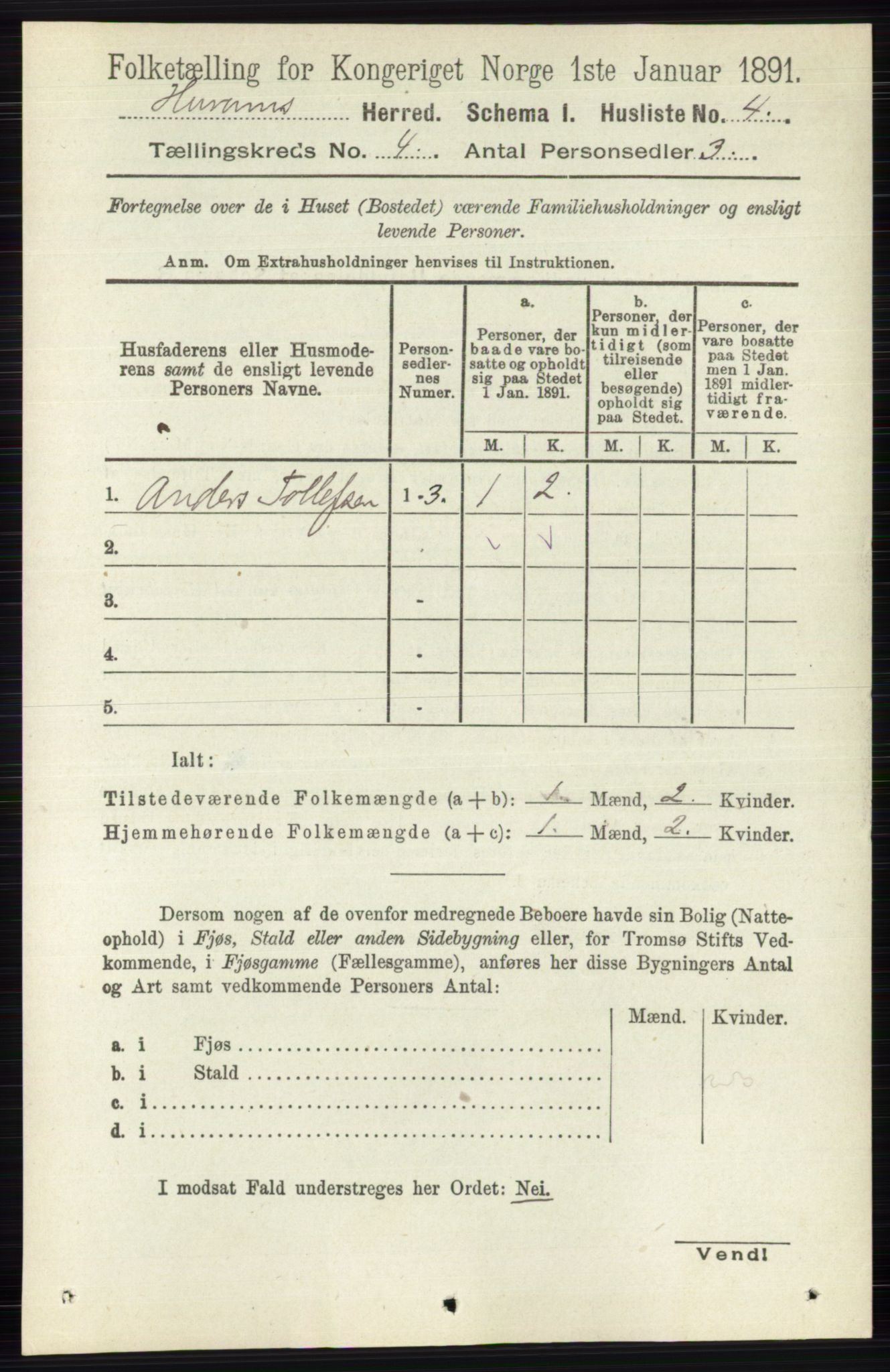 RA, 1891 census for 0628 Hurum, 1891, p. 1123