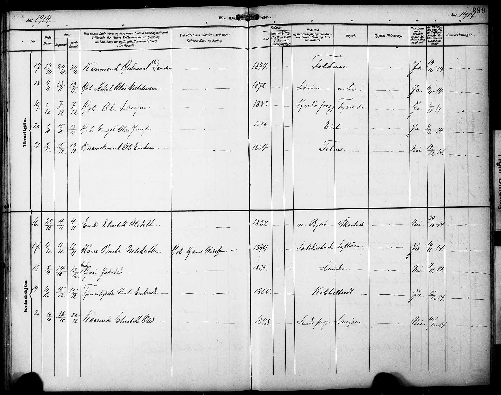 Fjell sokneprestembete, AV/SAB-A-75301/H/Hab: Parish register (copy) no. A 5, 1899-1918, p. 389