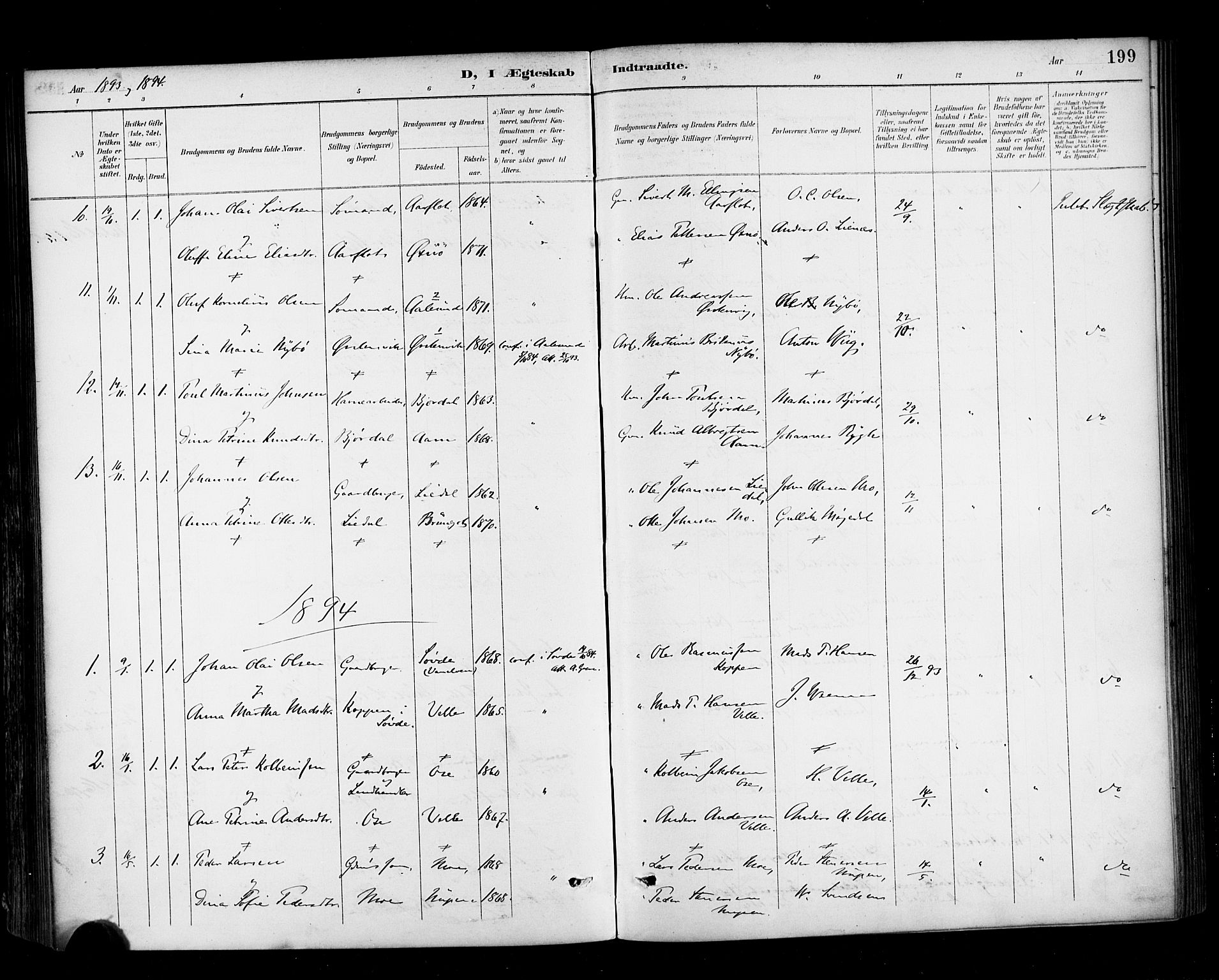 Ministerialprotokoller, klokkerbøker og fødselsregistre - Møre og Romsdal, AV/SAT-A-1454/513/L0177: Parish register (official) no. 513A04, 1890-1906, p. 199