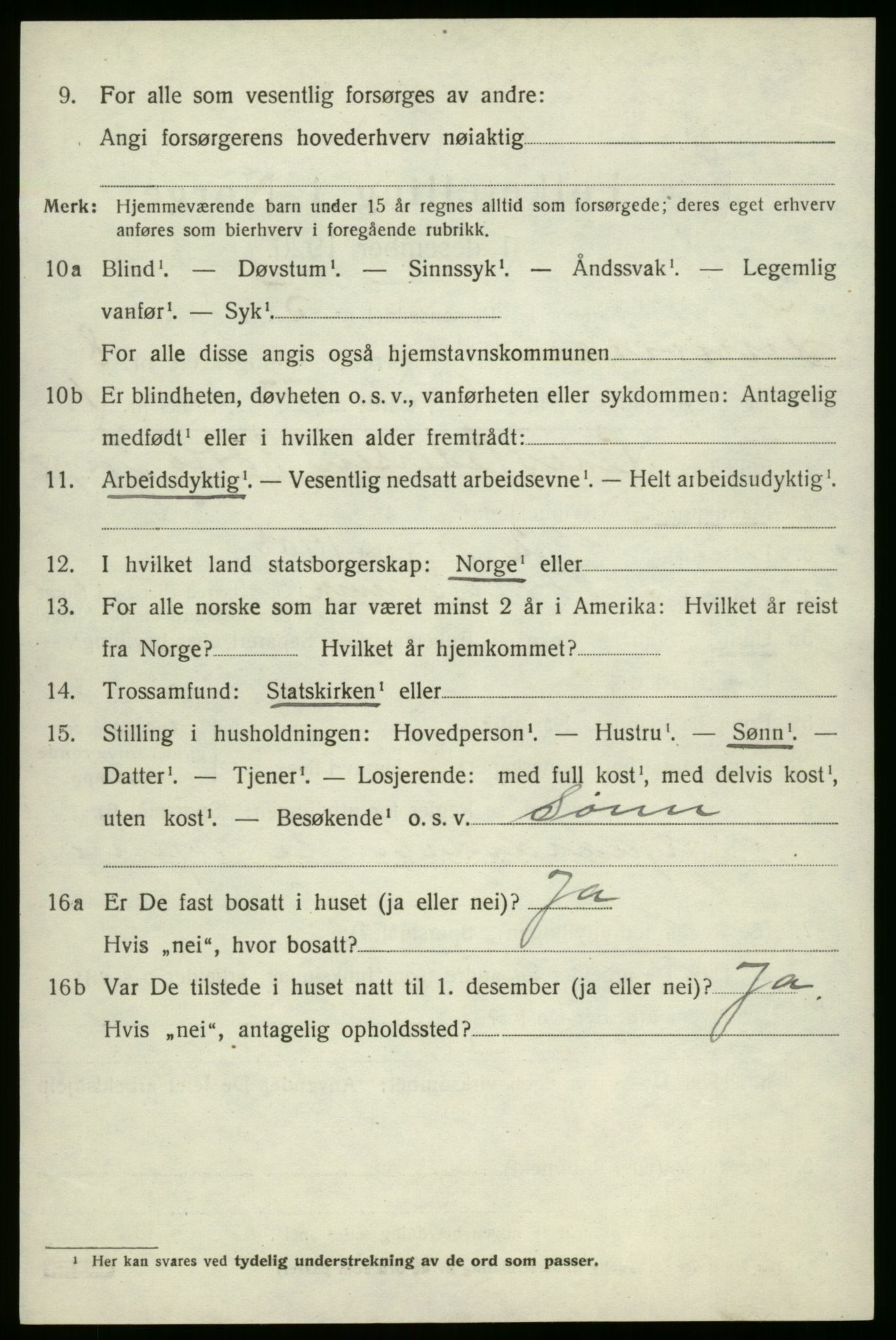 SAB, 1920 census for Innvik, 1920, p. 3440