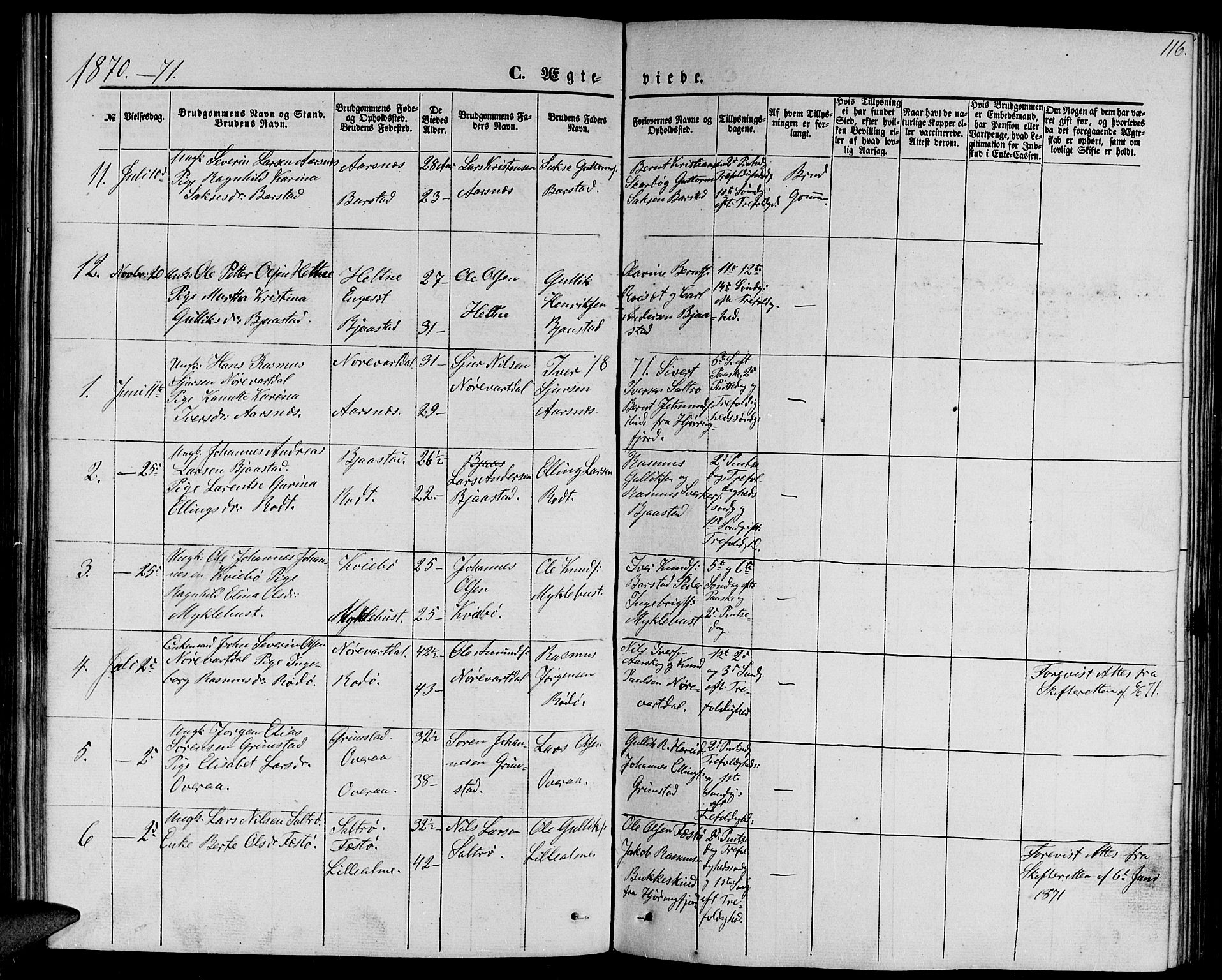 Ministerialprotokoller, klokkerbøker og fødselsregistre - Møre og Romsdal, AV/SAT-A-1454/510/L0124: Parish register (copy) no. 510C01, 1854-1877, p. 116