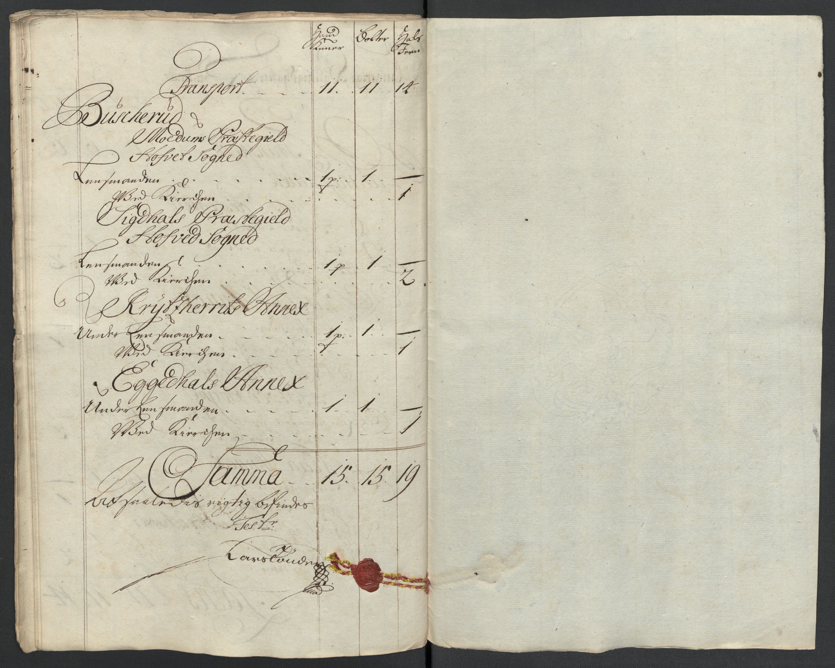 Rentekammeret inntil 1814, Reviderte regnskaper, Fogderegnskap, AV/RA-EA-4092/R22/L1466: Fogderegnskap Ringerike, Hallingdal og Buskerud, 1707, p. 20