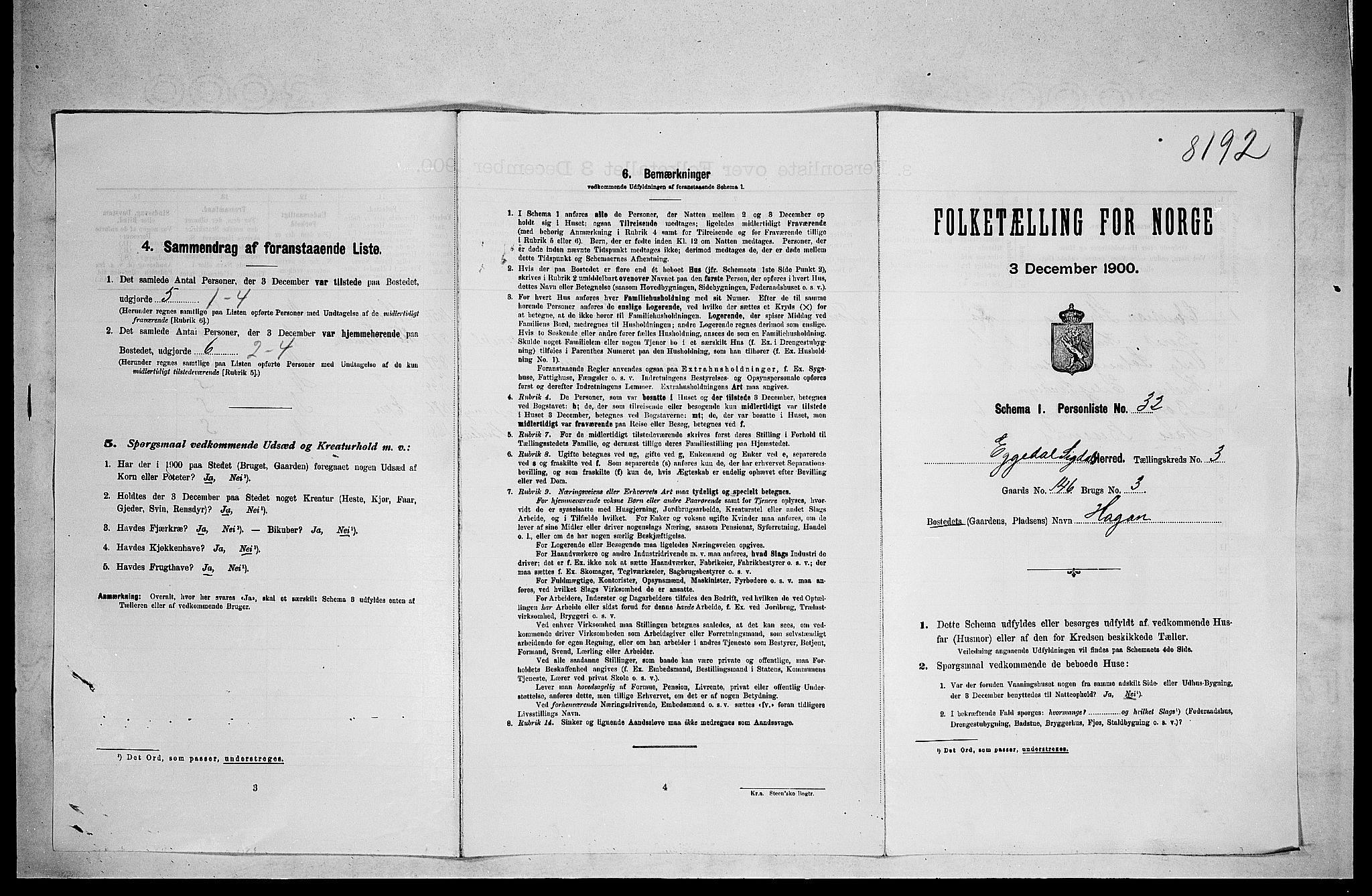 RA, 1900 census for Sigdal, 1900, p. 2026