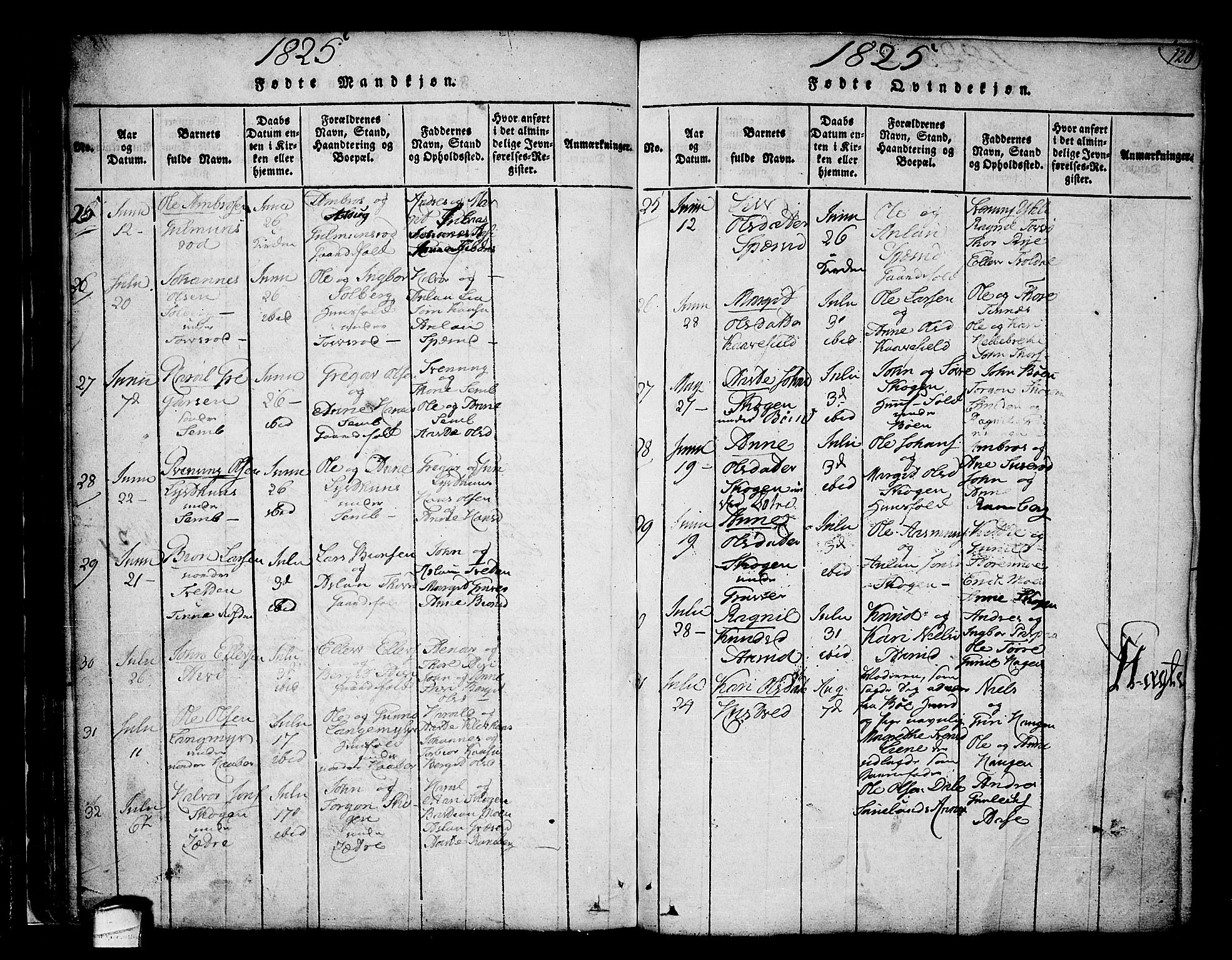 Heddal kirkebøker, AV/SAKO-A-268/F/Fa/L0005: Parish register (official) no. I 5, 1814-1837, p. 119-120