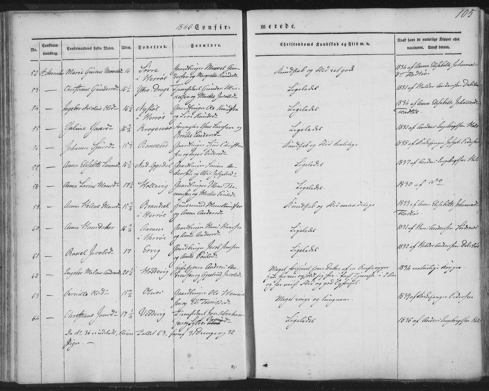 Selje sokneprestembete, AV/SAB-A-99938/H/Ha/Haa/Haaa: Parish register (official) no. A 10, 1844-1858, p. 105