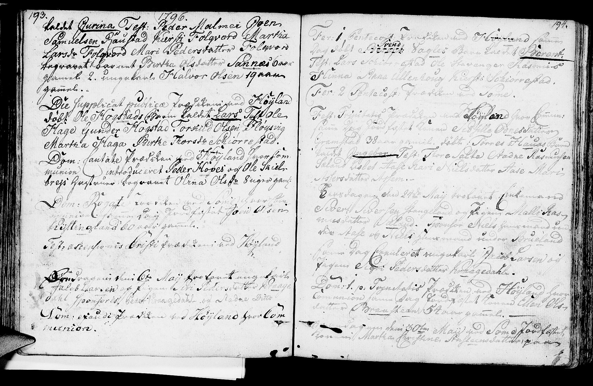Høyland sokneprestkontor, SAST/A-101799/001/30BA/L0004: Parish register (official) no. A 4, 1784-1803, p. 193-194